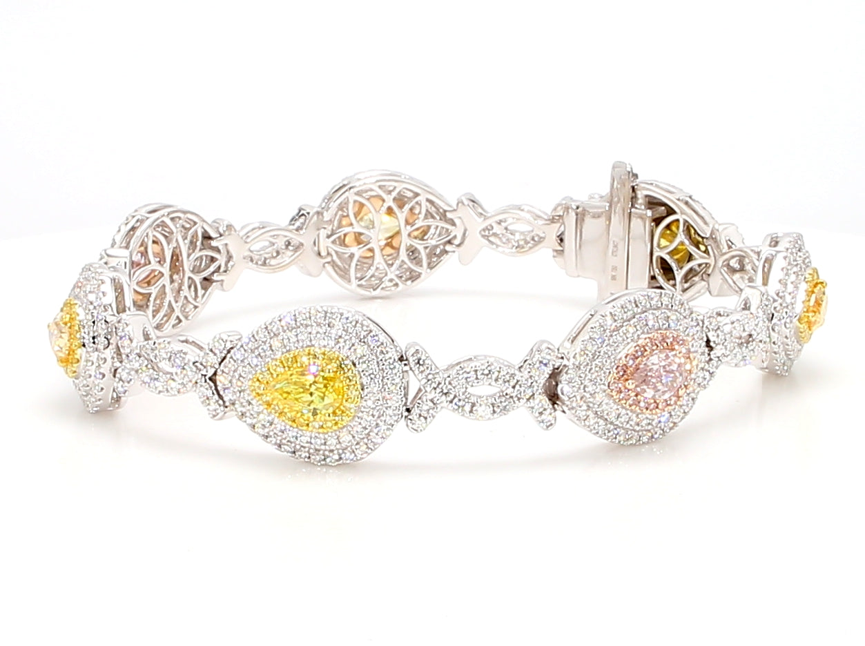 Natural Orange Pear Diamond Bracelet Gia Certified