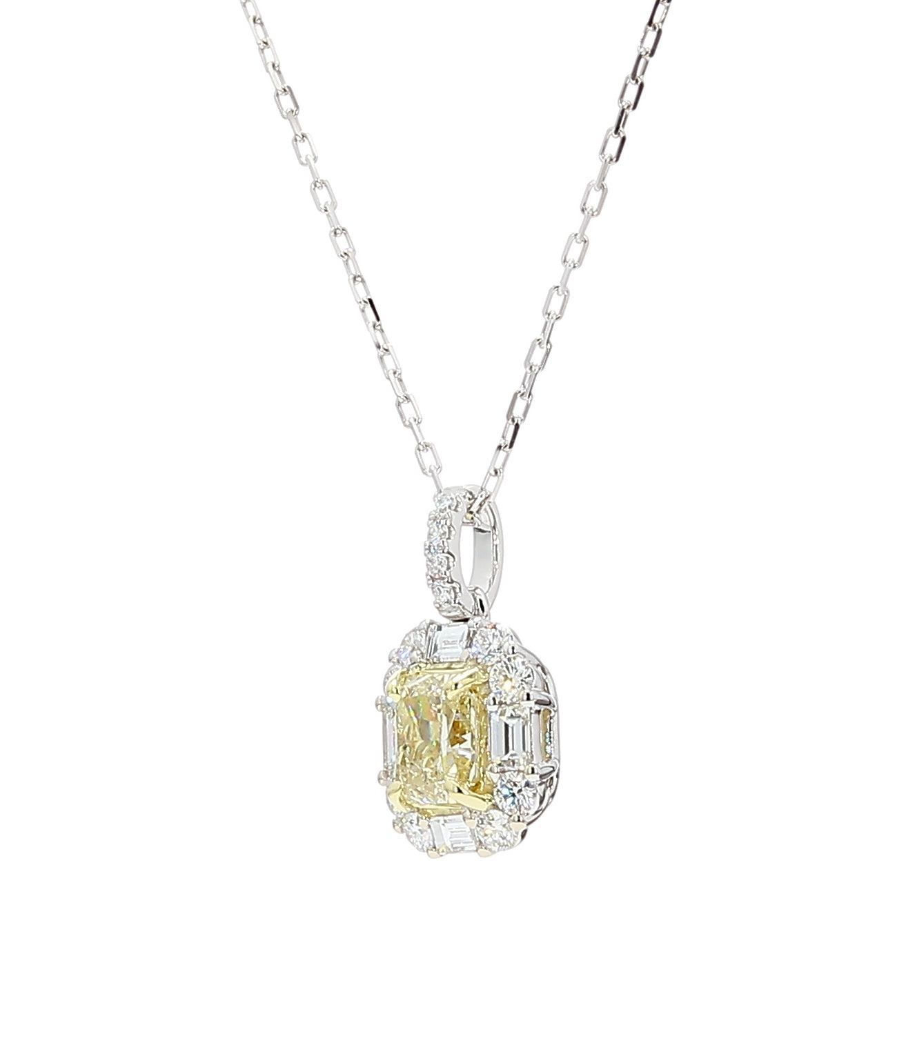 Natural Yellow Radiant Diamond Pendant Gia Certified