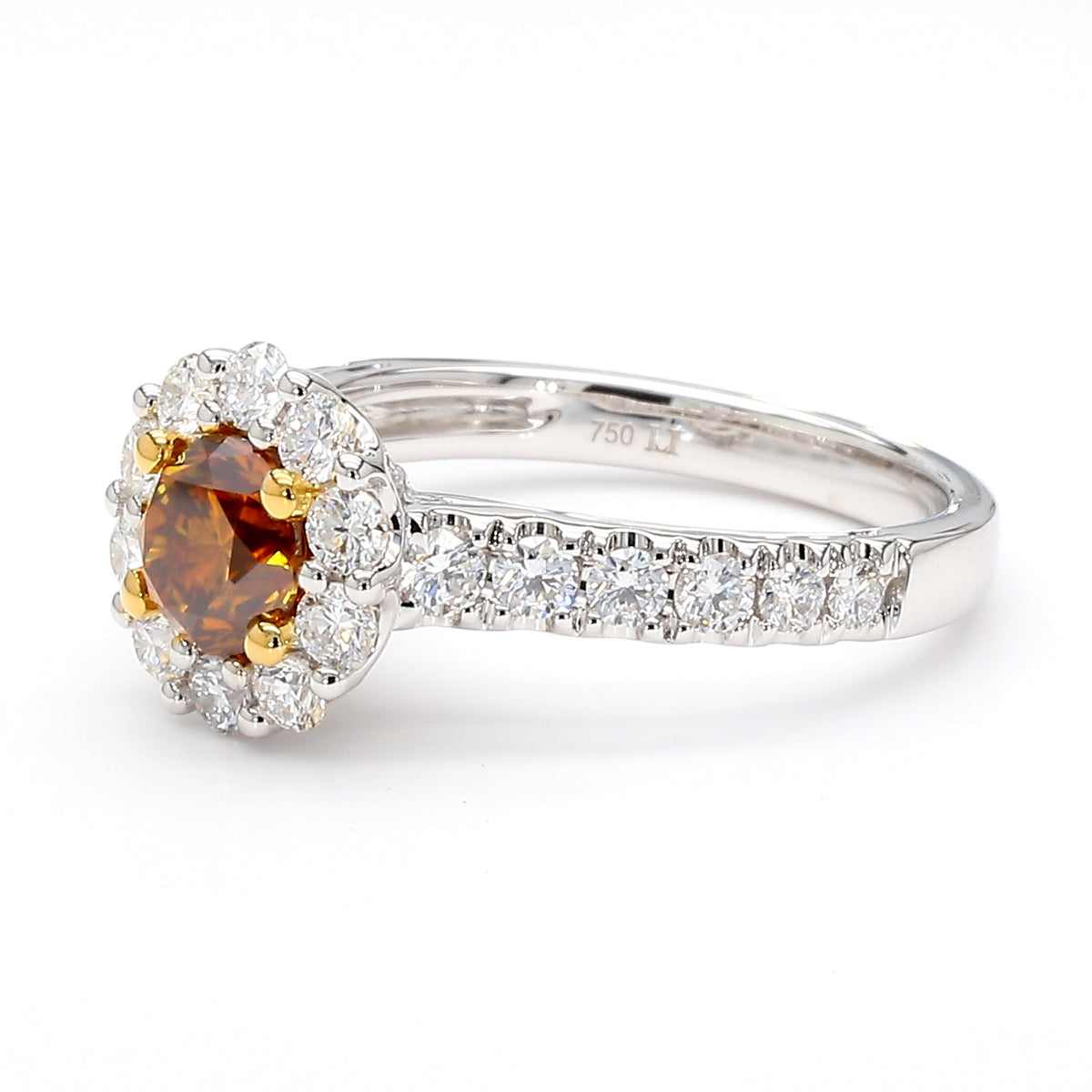 Natural Orange Round Diamond Ring | GIA Certified