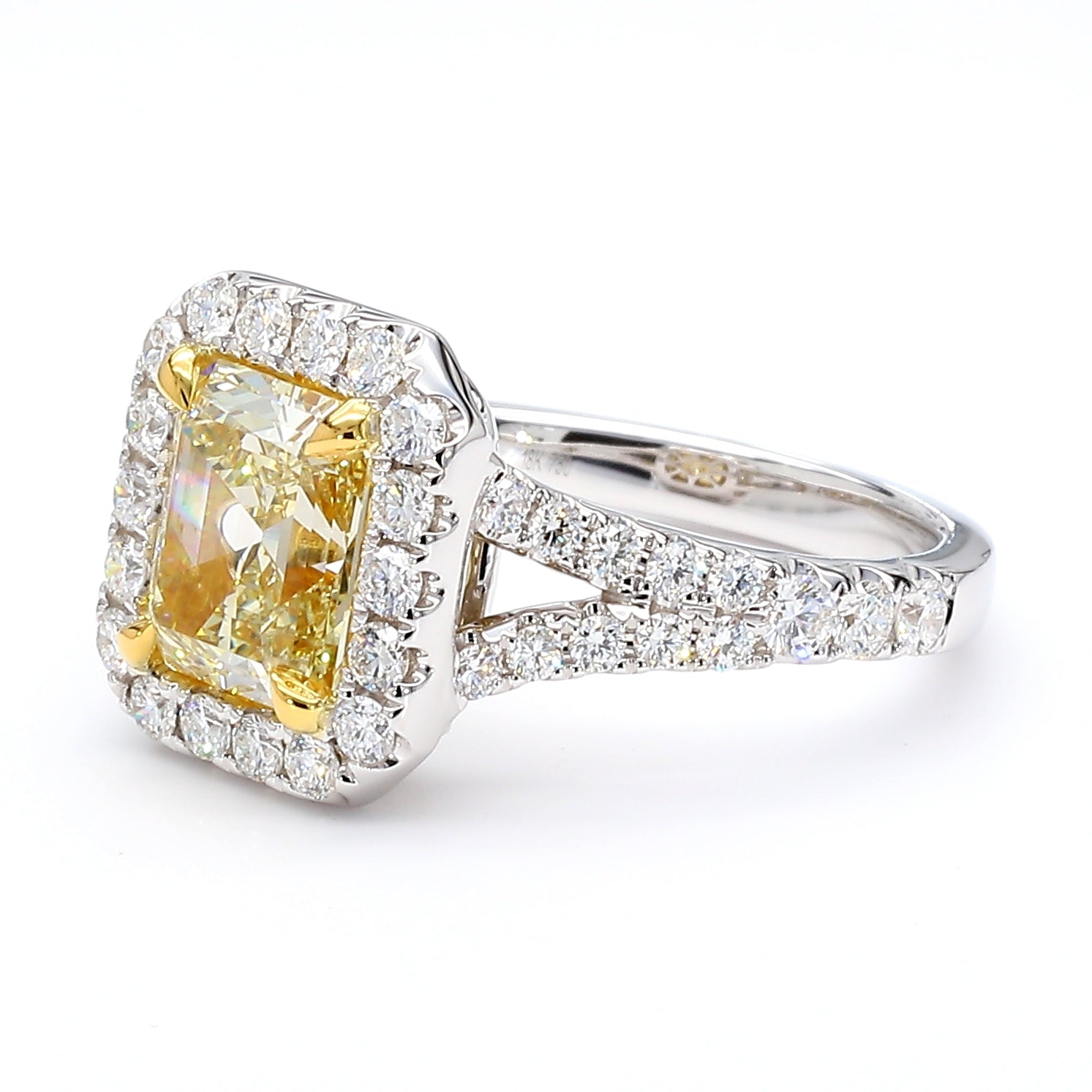 Natural Yellow Emerald Diamond Ring Gia Certified