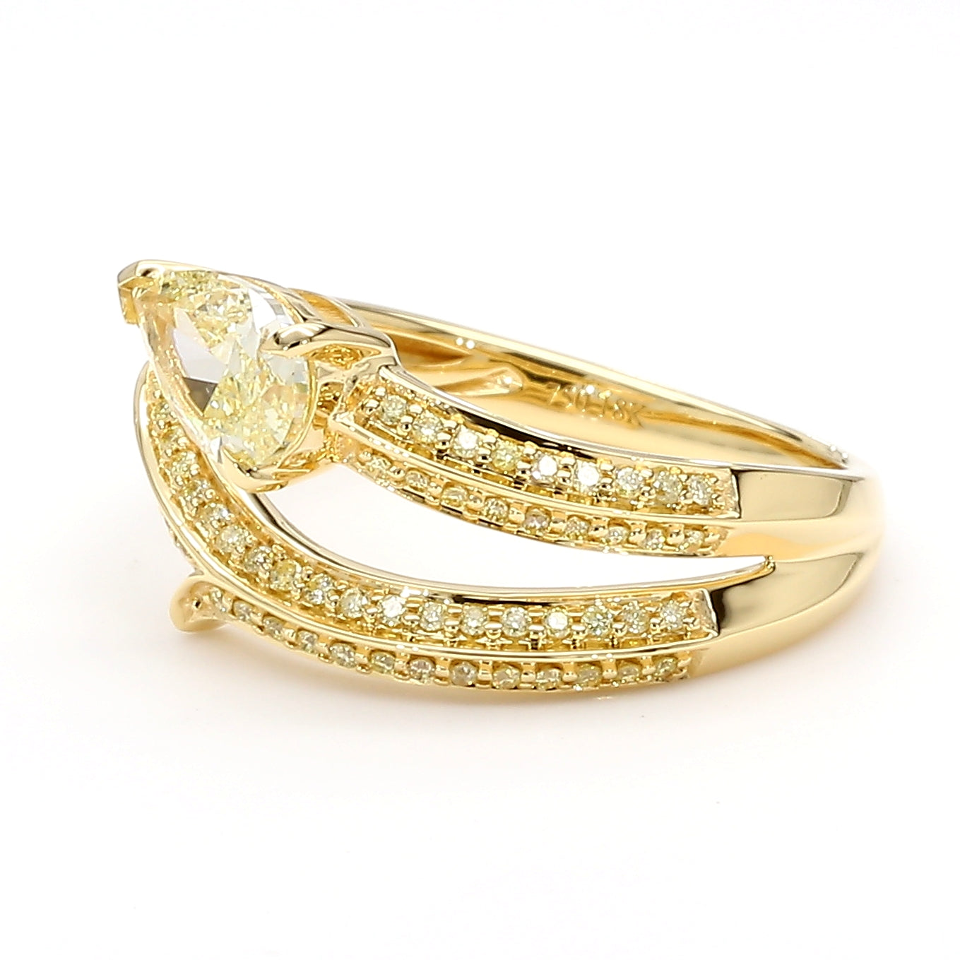 Natural Yellow Pear Diamond Ring