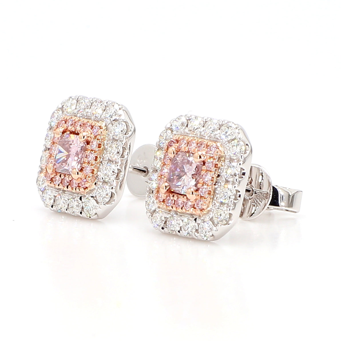 Natural Pink Radiant Diamond Earring Gia Certified