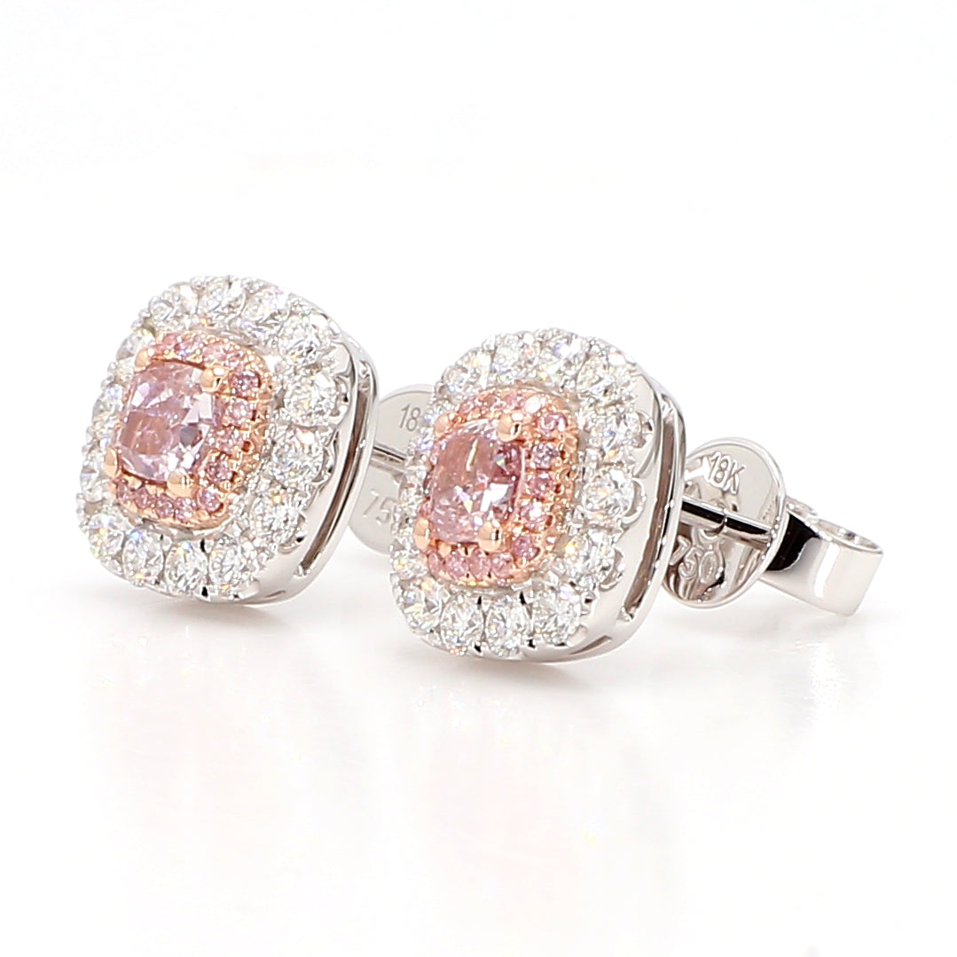 Natural Purple Cushion Diamond Earring Gia Certified