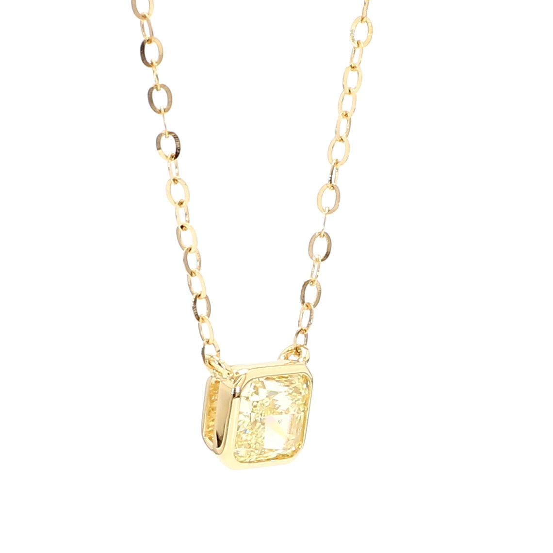 Natural Yellow Radiant Diamond Necklace Gia Certified