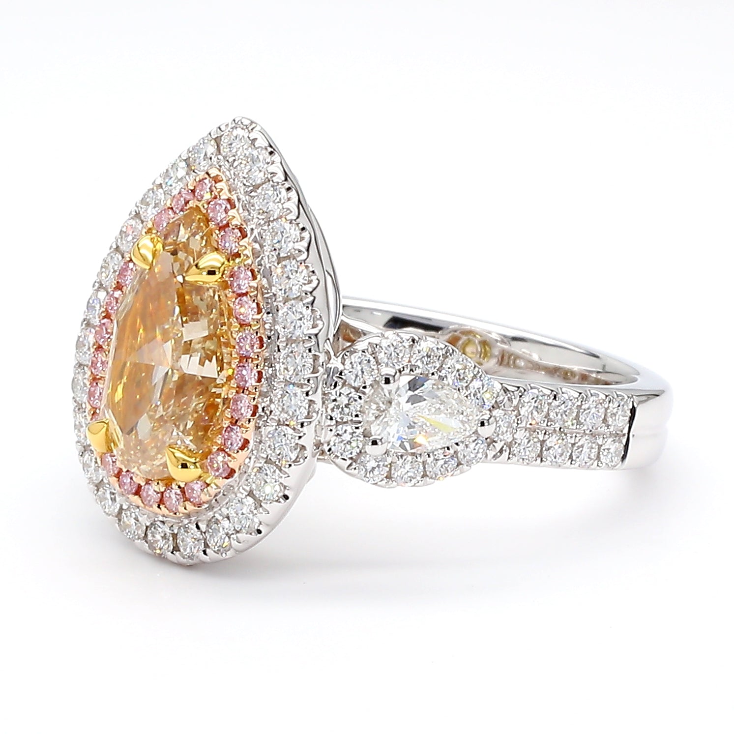 Natural Yellow Pear Diamond Ring Gia Certified