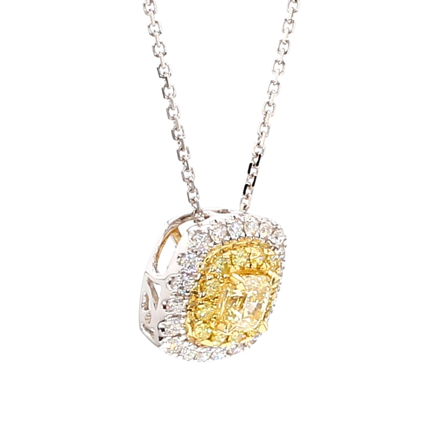 Natural Yellow Cushion Diamond Pendant