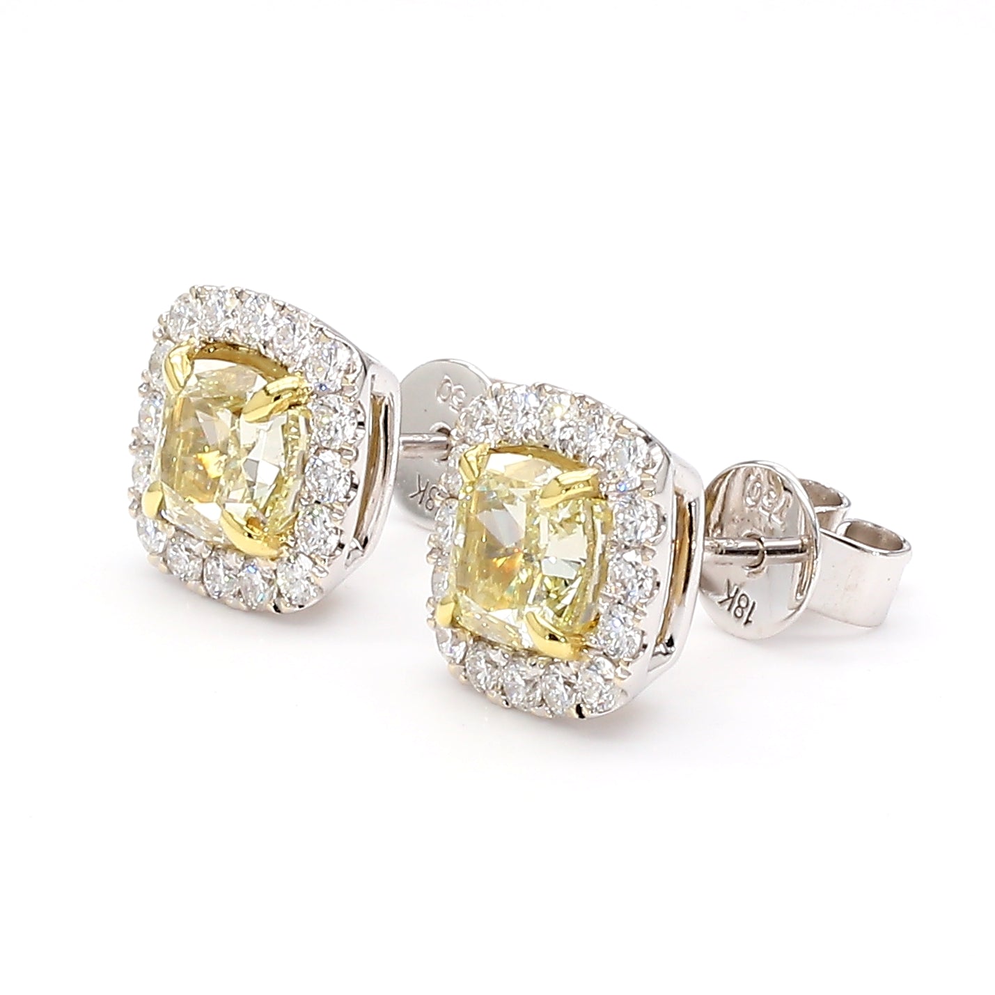 Natural Yellow Cushion Diamond Earring Gia Certified
