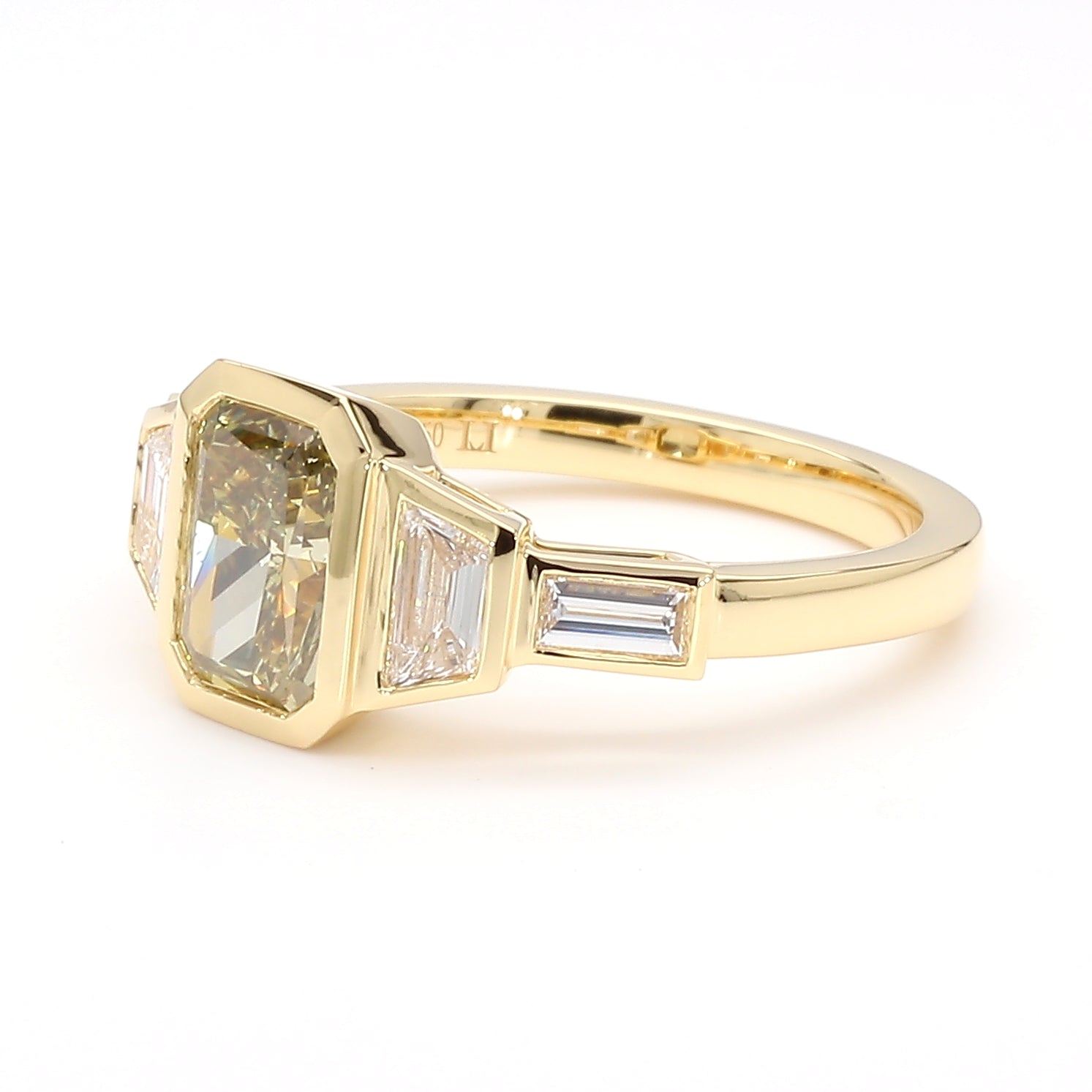 Natural Green Radiant Diamond Ring Gia Certified