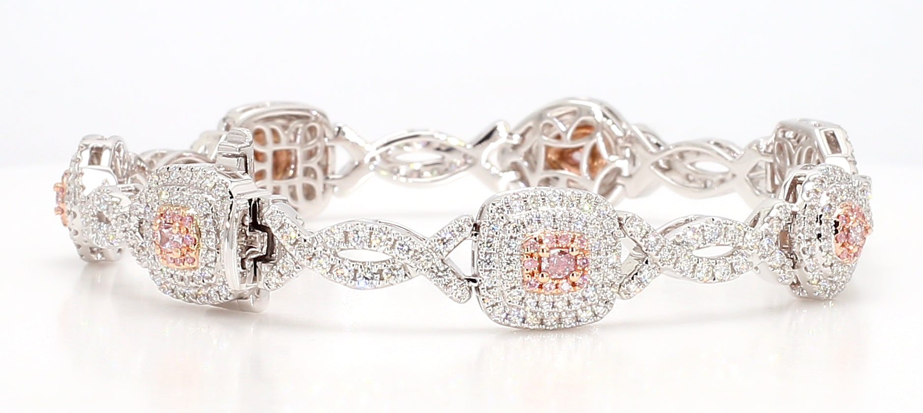 Natural Pink Cushion Diamond Bracelet Gia Certified