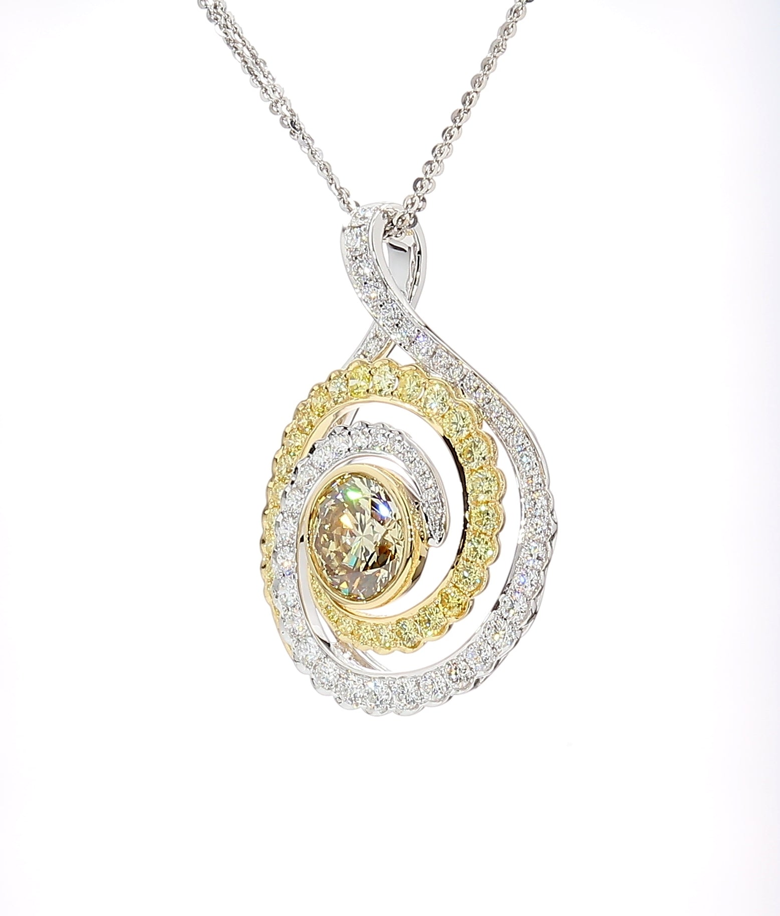 Natural Yellow Round Diamond Pendant Gia Certified