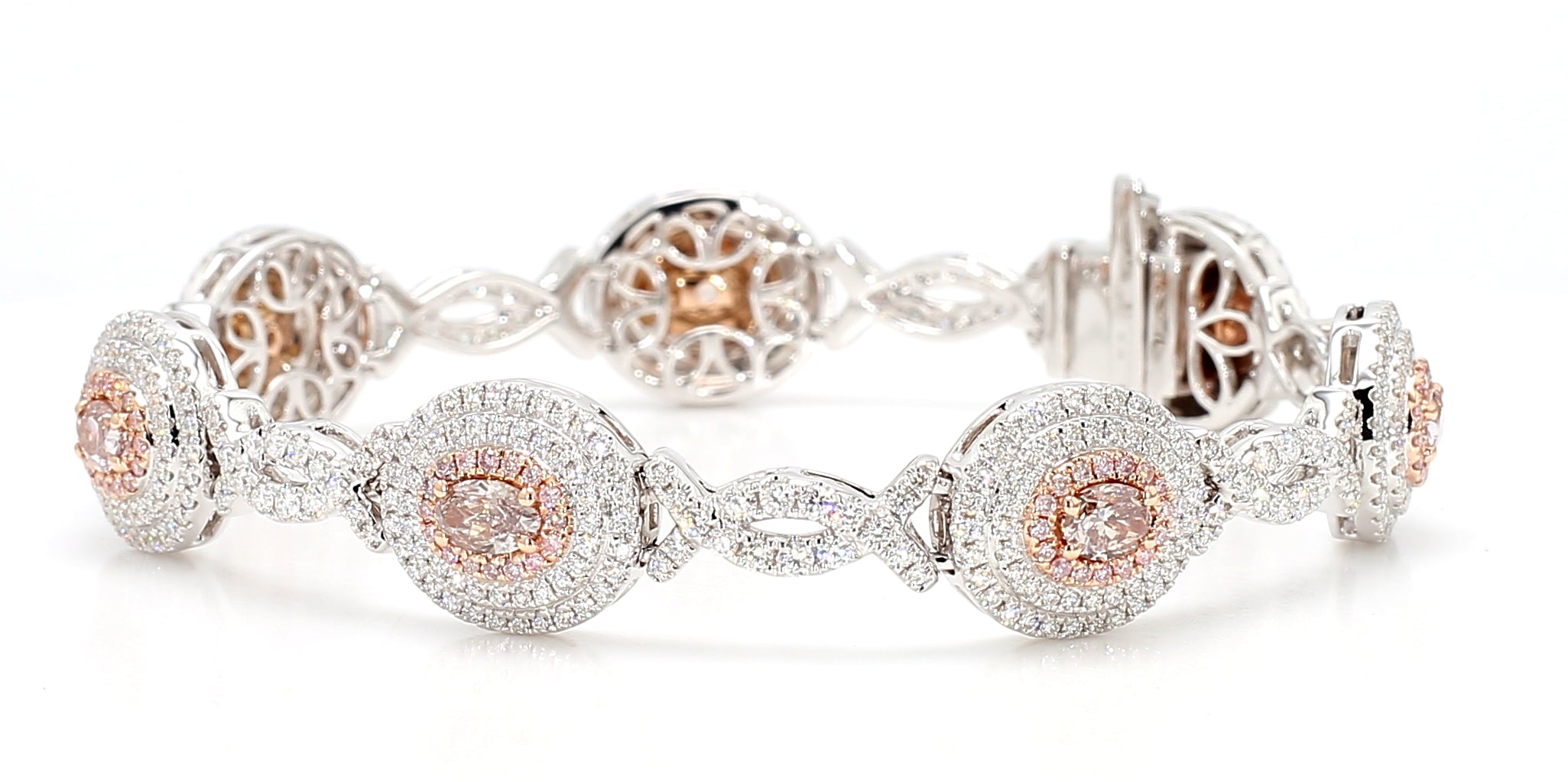 Natural Pink Oval Diamond Bracelet Gia Certified