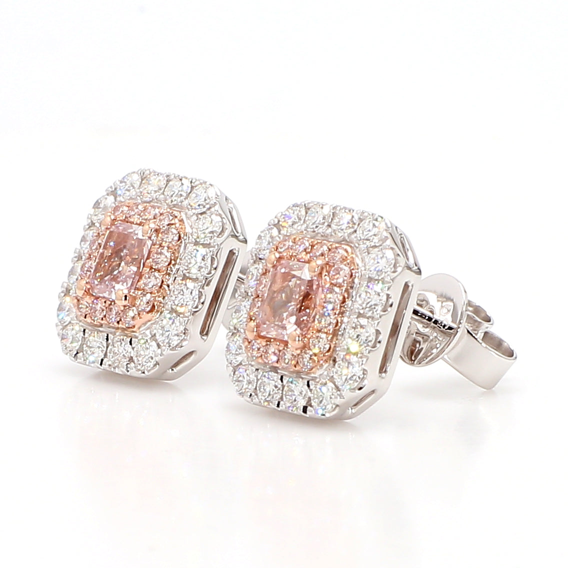 Natural Pink Radiant Diamond Earring | GIA Certified