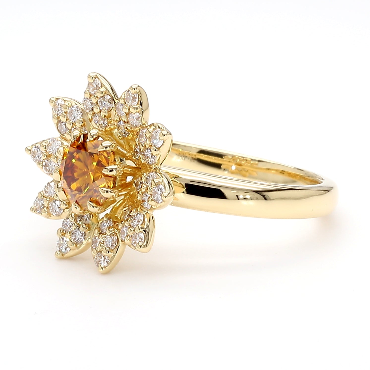 Natural Orange Round Diamond Ring | GIA Certified