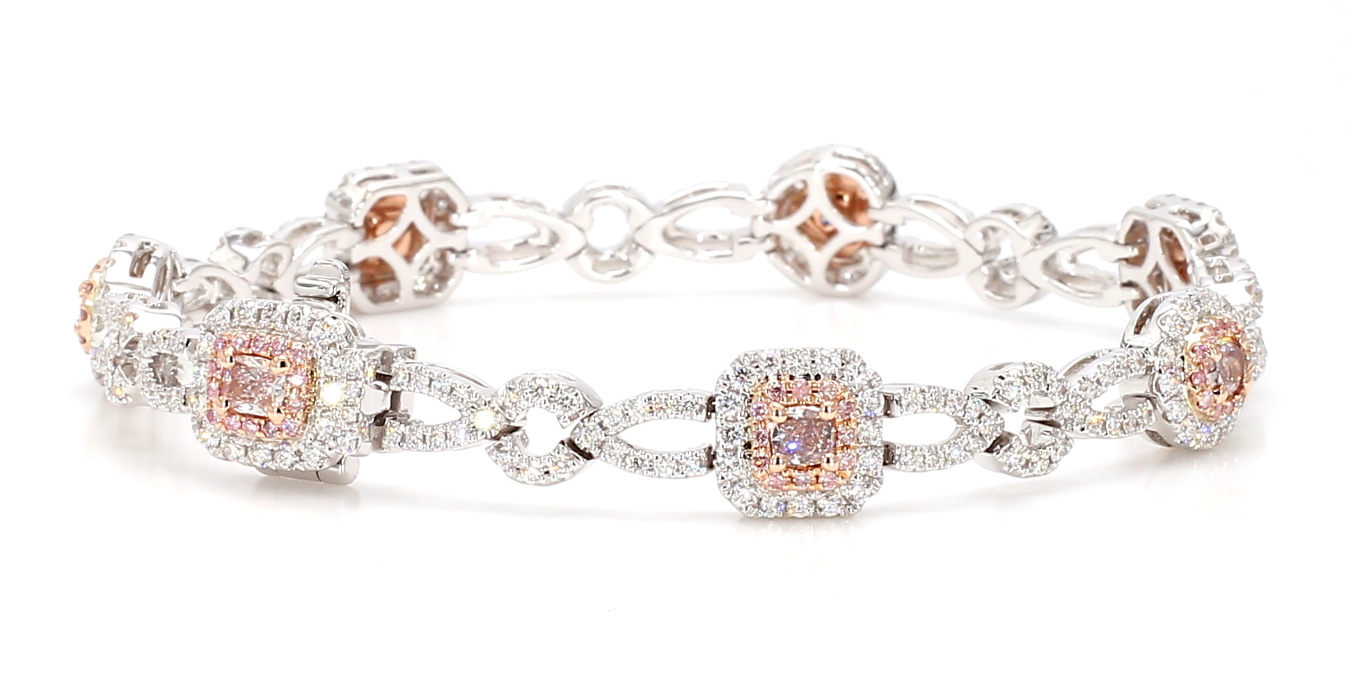 Natural Pink Cushion Diamond Bracelet Gia Certified