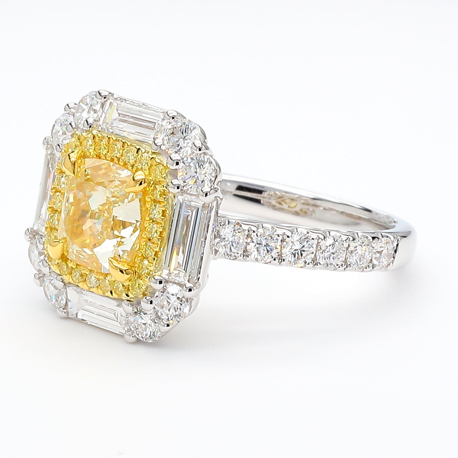 Natural Yellow Cushion Diamond Ring Gia Certified