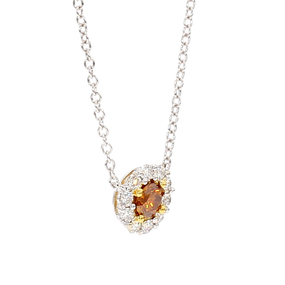 Natural Orange Round Diamond Necklace | GIA Certified