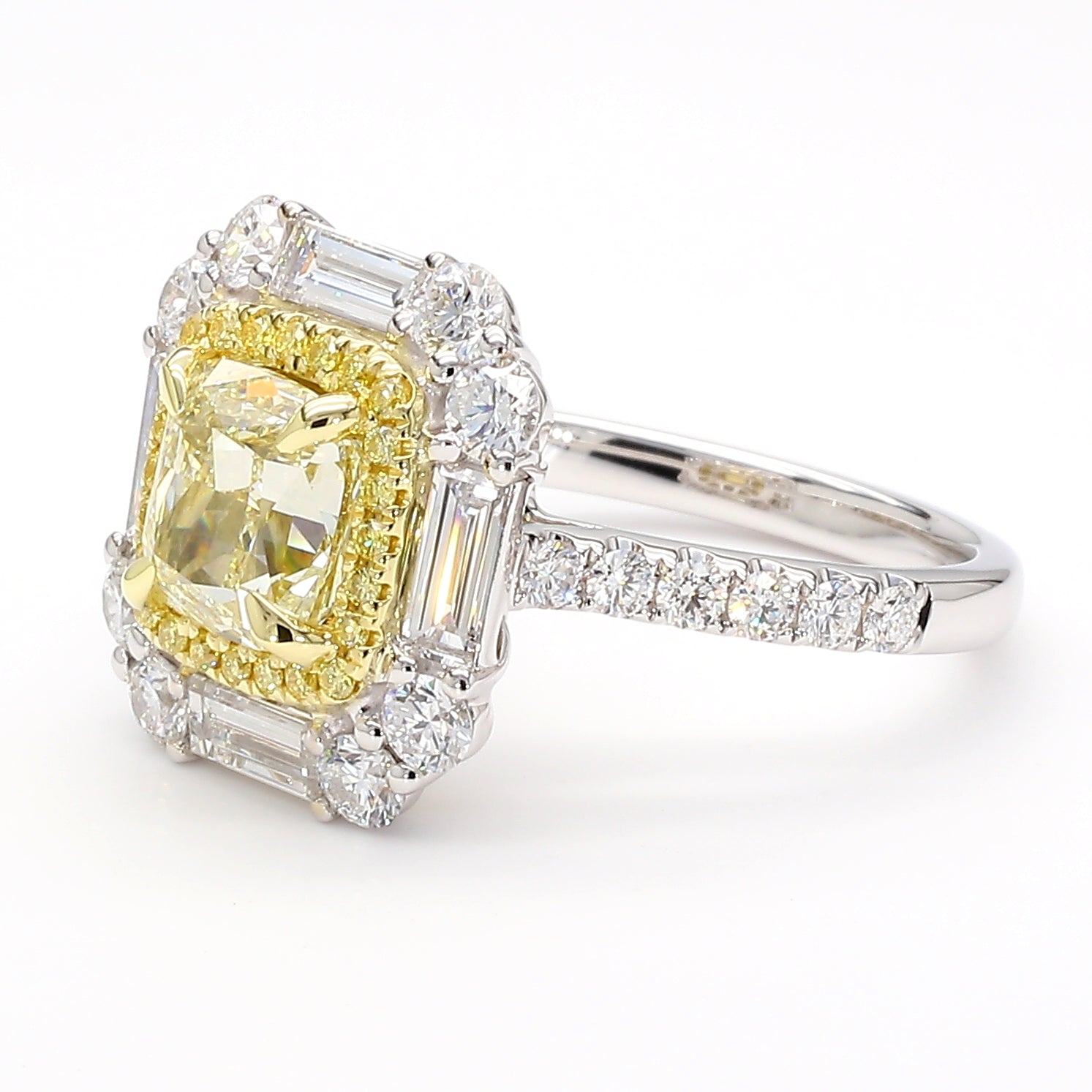 Natural Yellow Cushion Diamond Ring Gia Certified