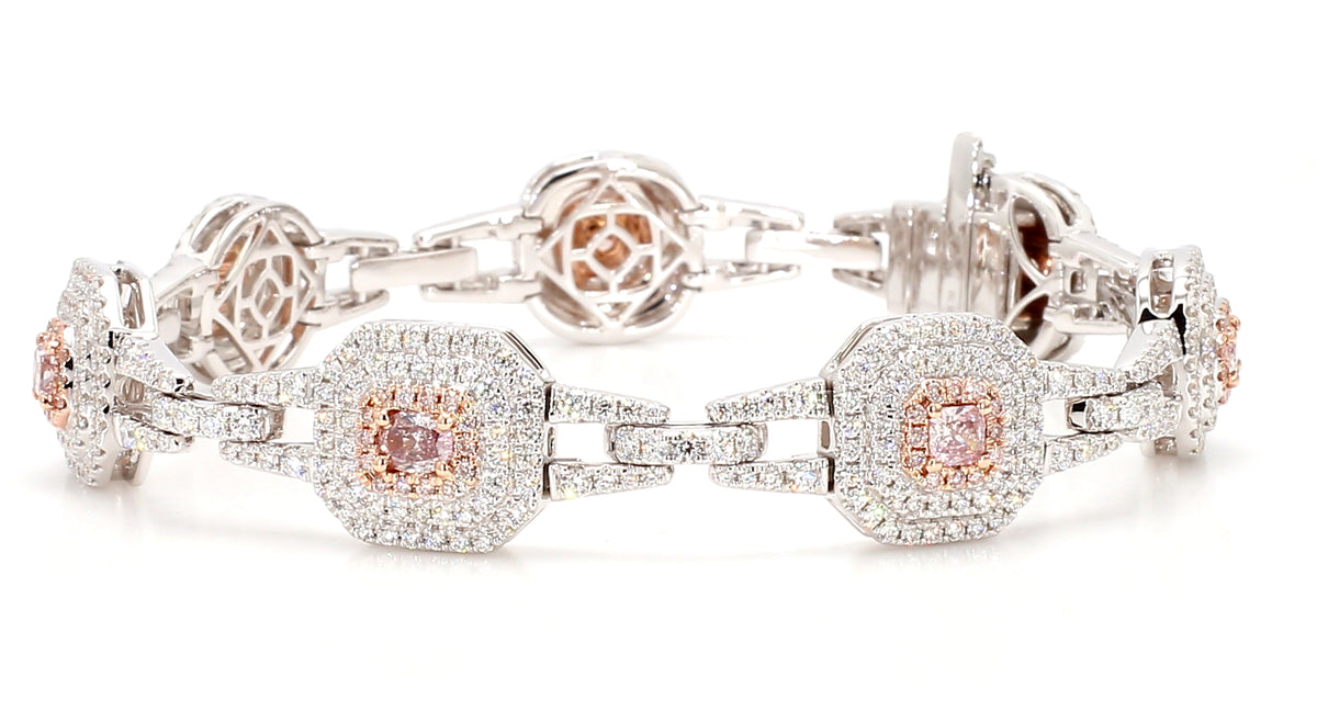 Natural Orange Cushion Diamond Bracelet | GIA Certified