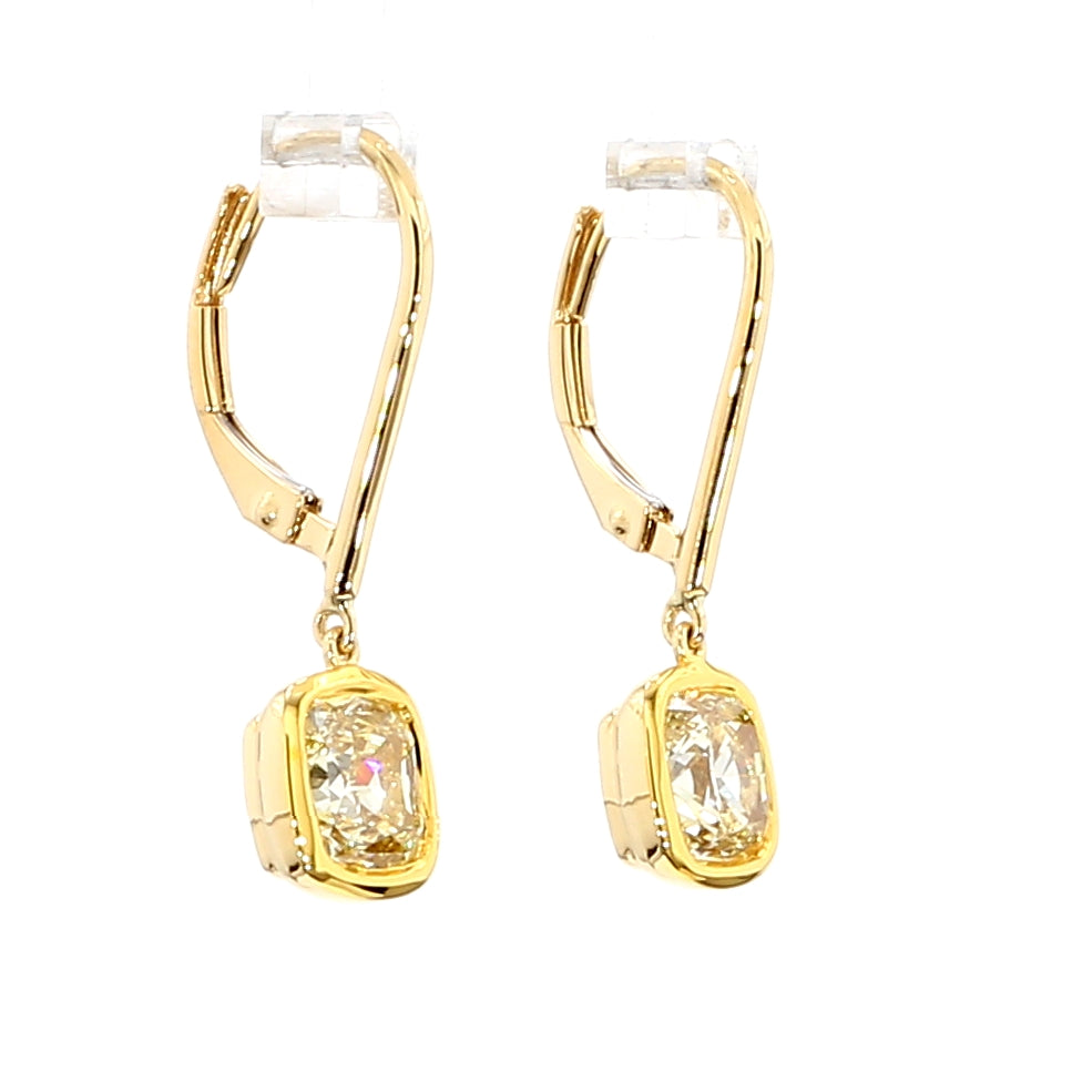 Natural Yellow Cushion Diamond Earring Gia CERTIFIED