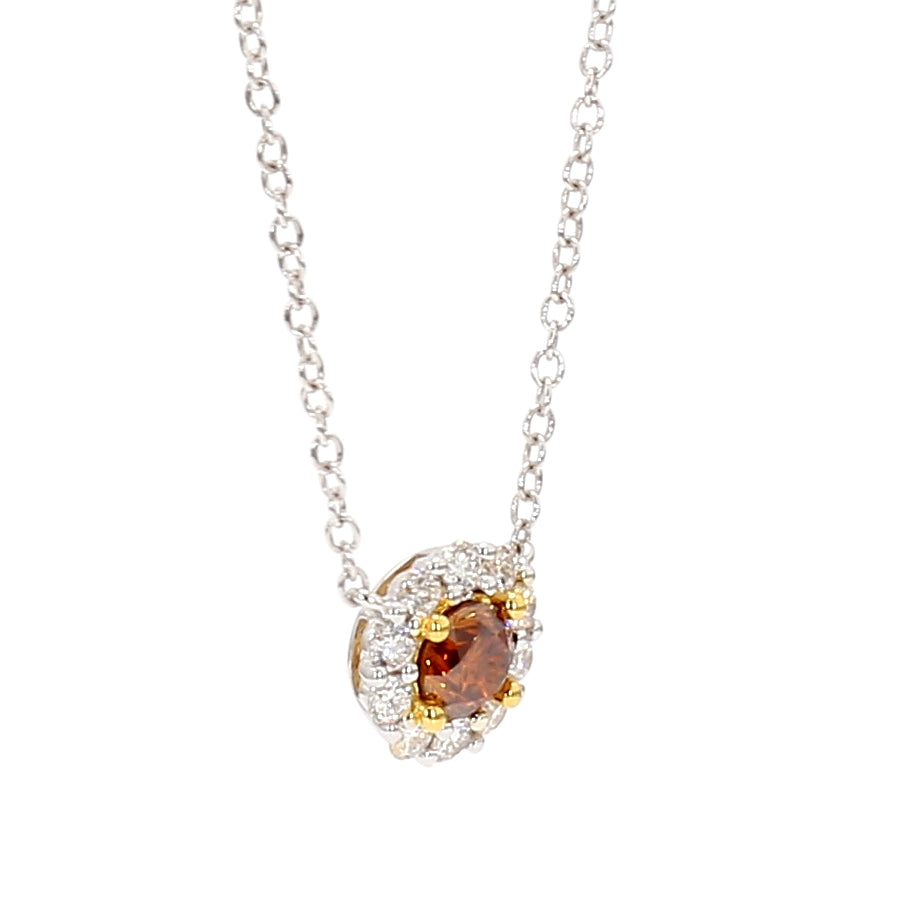 Natural Orange Round Diamond Necklace | GIA Certified