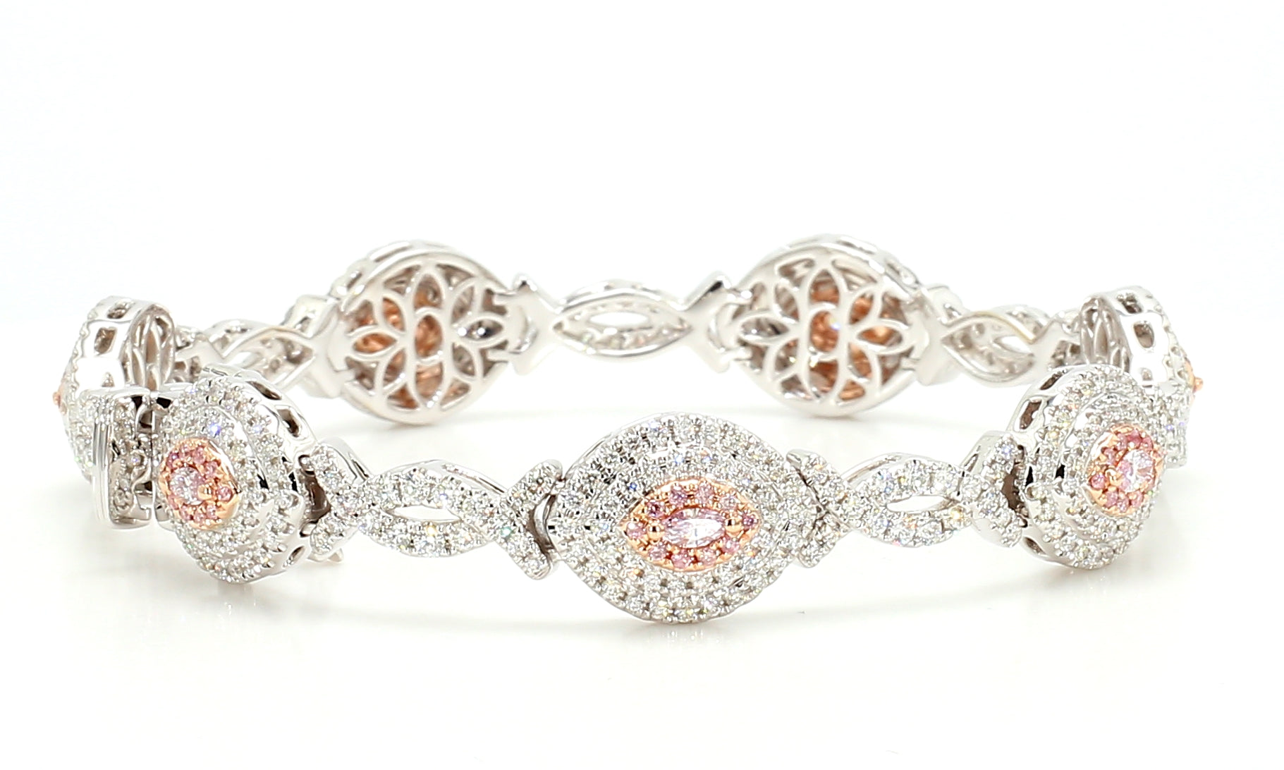 Natural Pink Marquise Diamond Bracelet Gia Certified