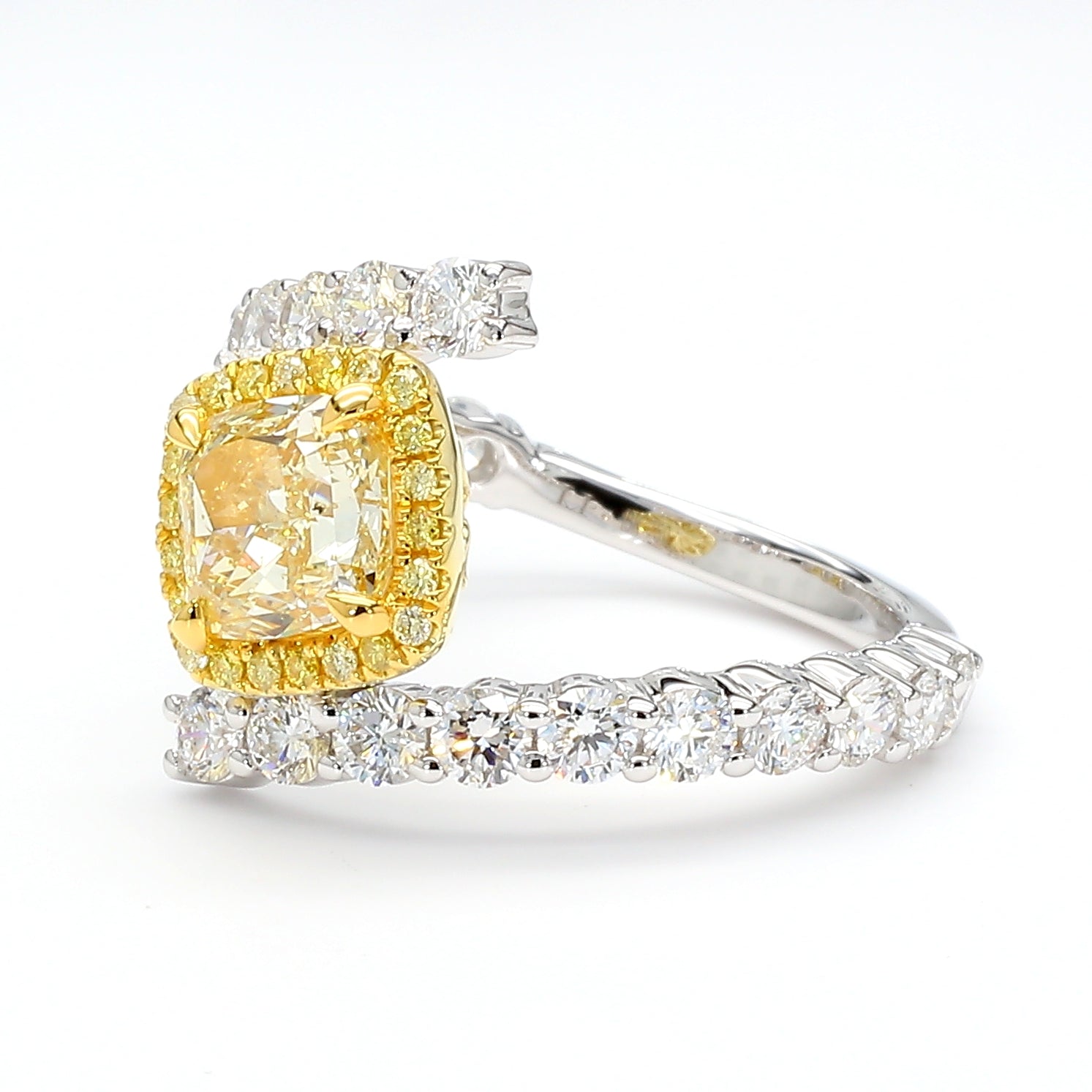 Natural Yellow Cushion Diamond Ring Gia Certified