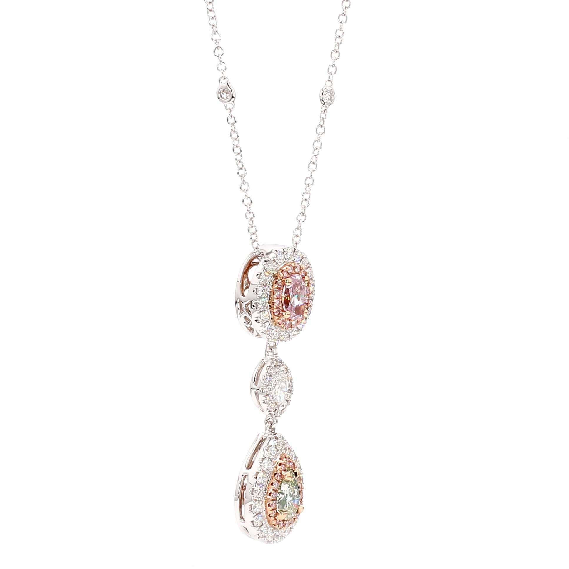 Natural Purple Oval Diamond Necklace Gia Certified