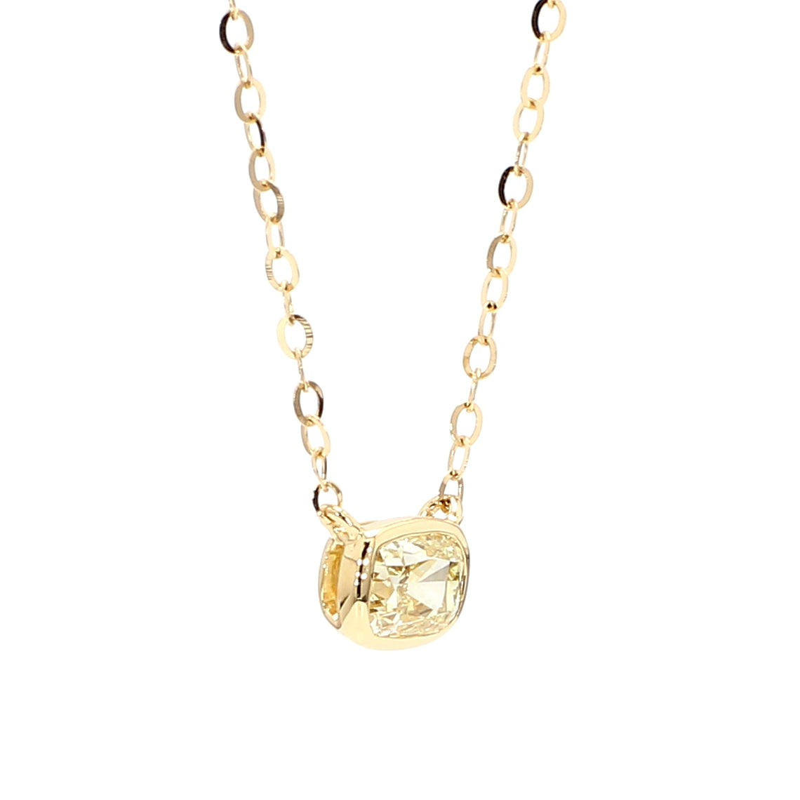Natural Yellow Cushion Diamond Necklace