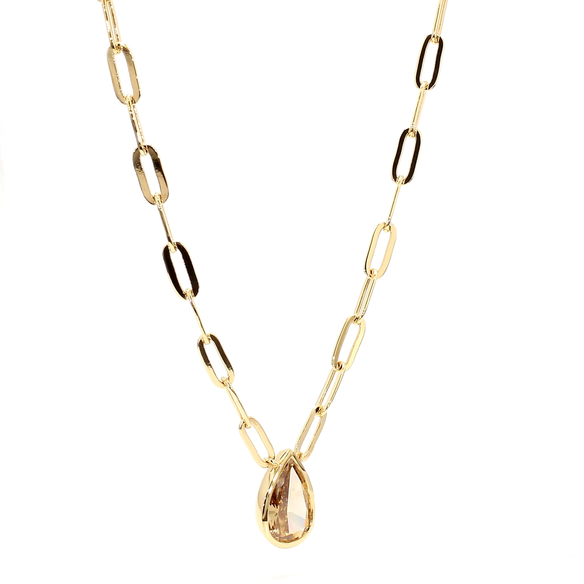 Natural Yellow Pear Diamond Necklace | GIA Certified