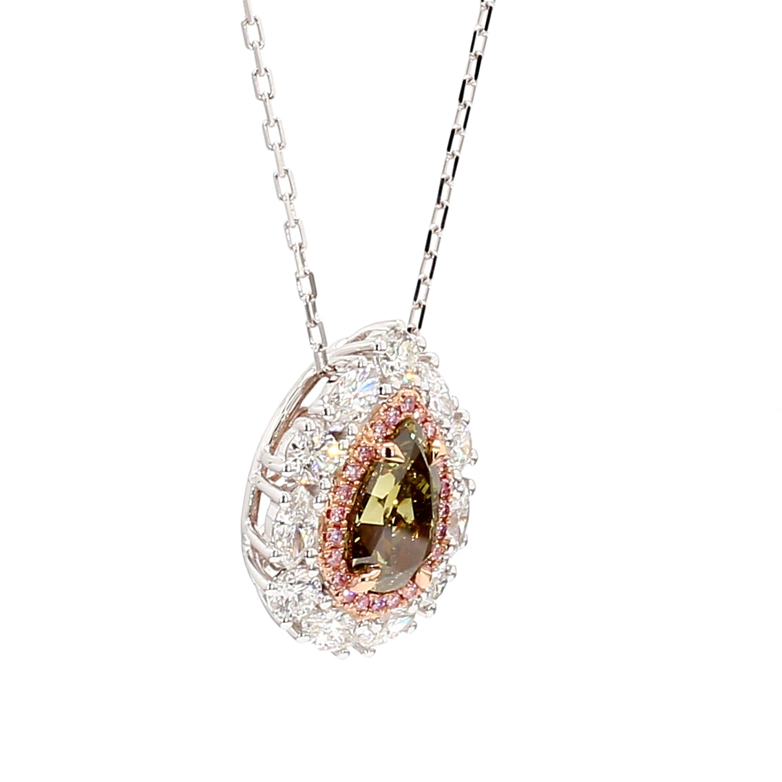 Natural Green Pear Diamond Pendant Gia Certified