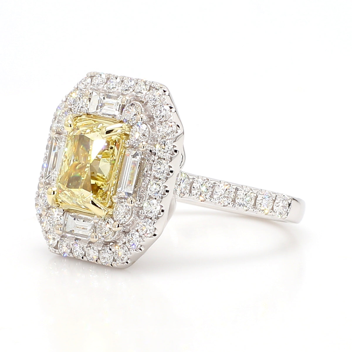 Natural Yellow Radiant Diamond Ring | GIA Certified