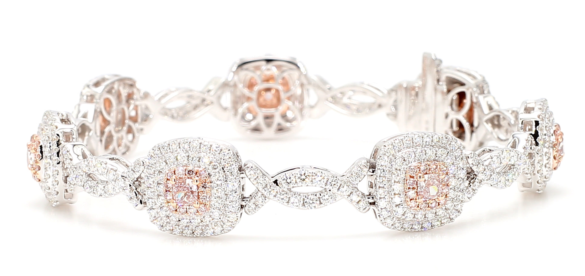 Natural Pink Cushion Diamond Bracelet Gia Certified