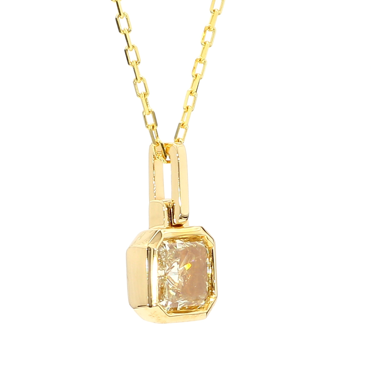 Natural Yellow Radiant Diamond Pendant Gia Certified