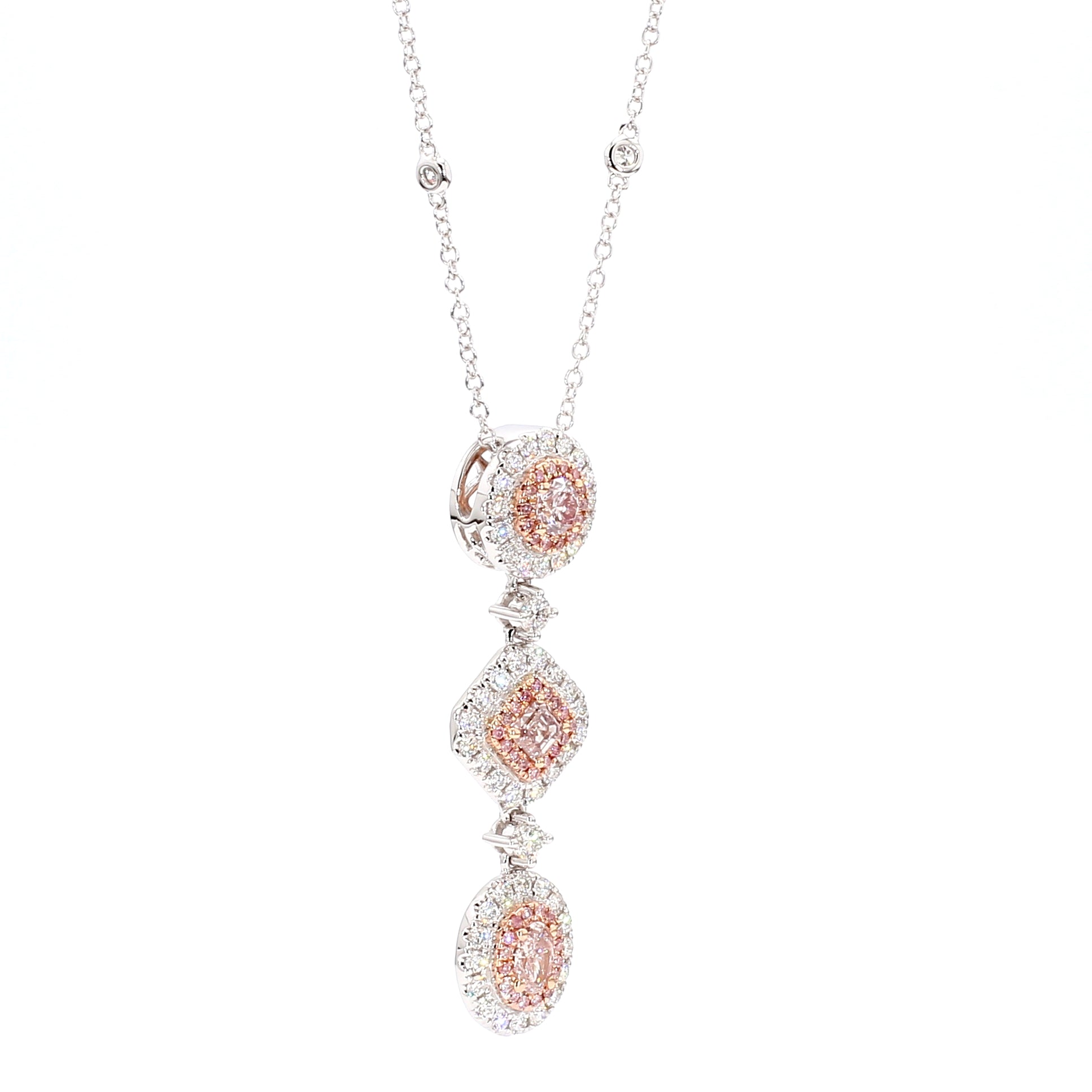 Natural Pink Round Diamond Necklace Gia Certified