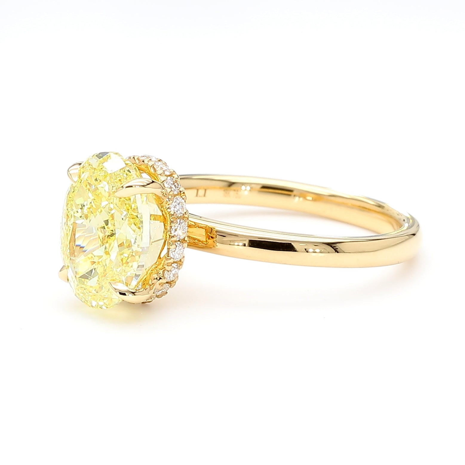 Natural Yellow Oval Diamond Hidden Halo Ring | GIA CERTIFIED