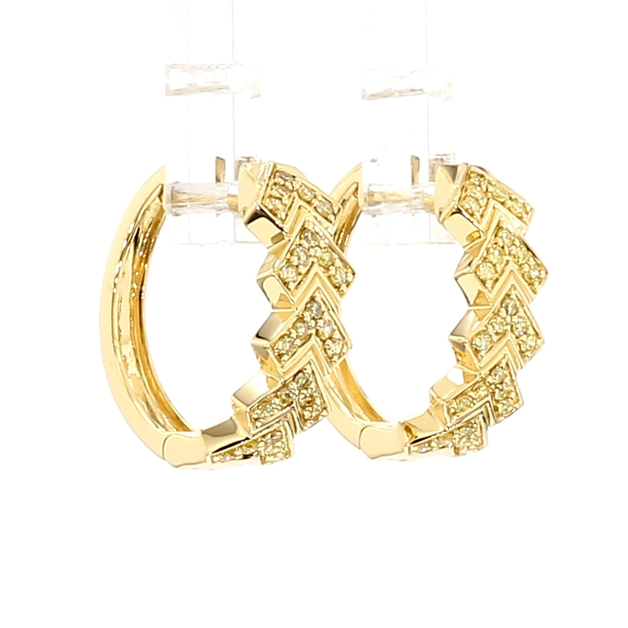 Natural Yellow Round Diamond Earring