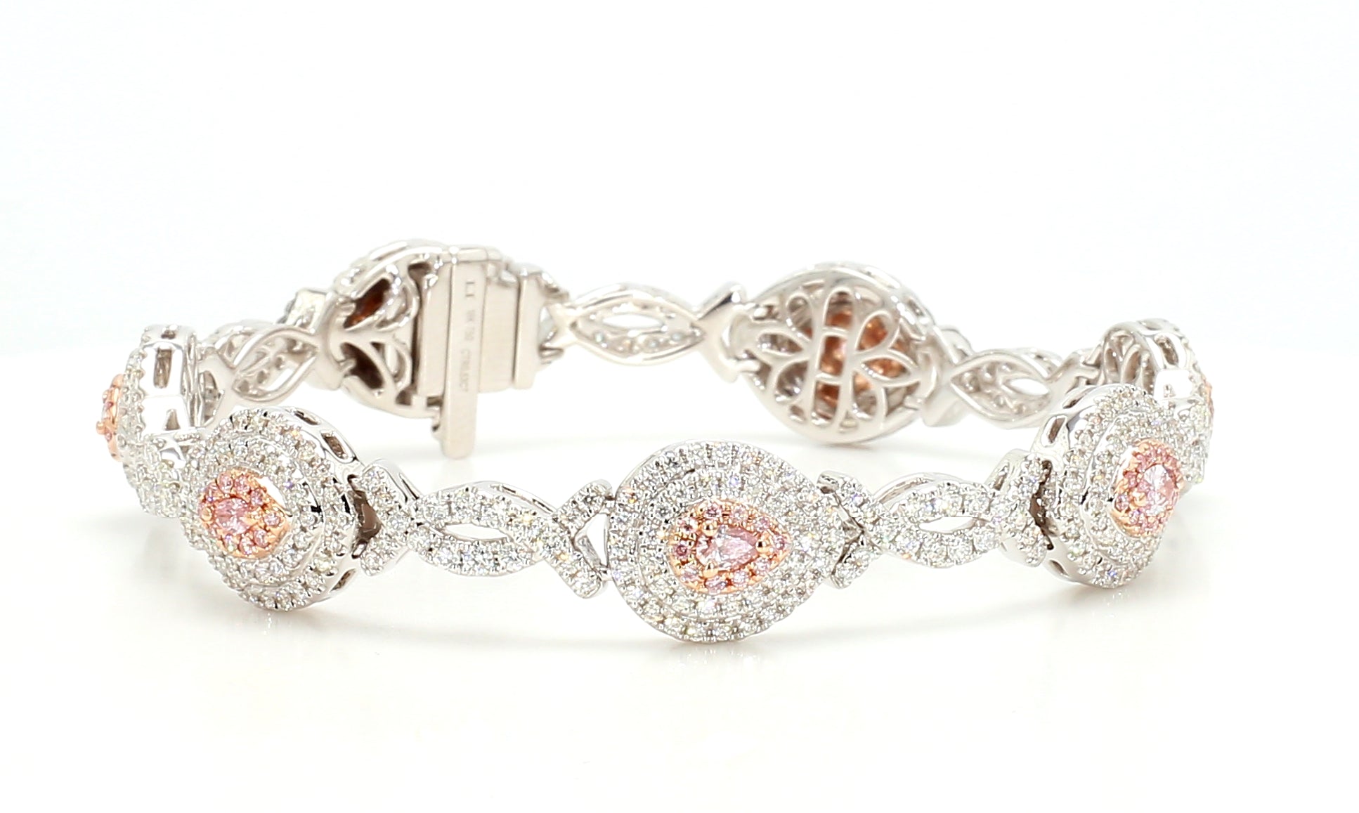 Natural Pink Marquise Diamond Bracelet Gia Certified