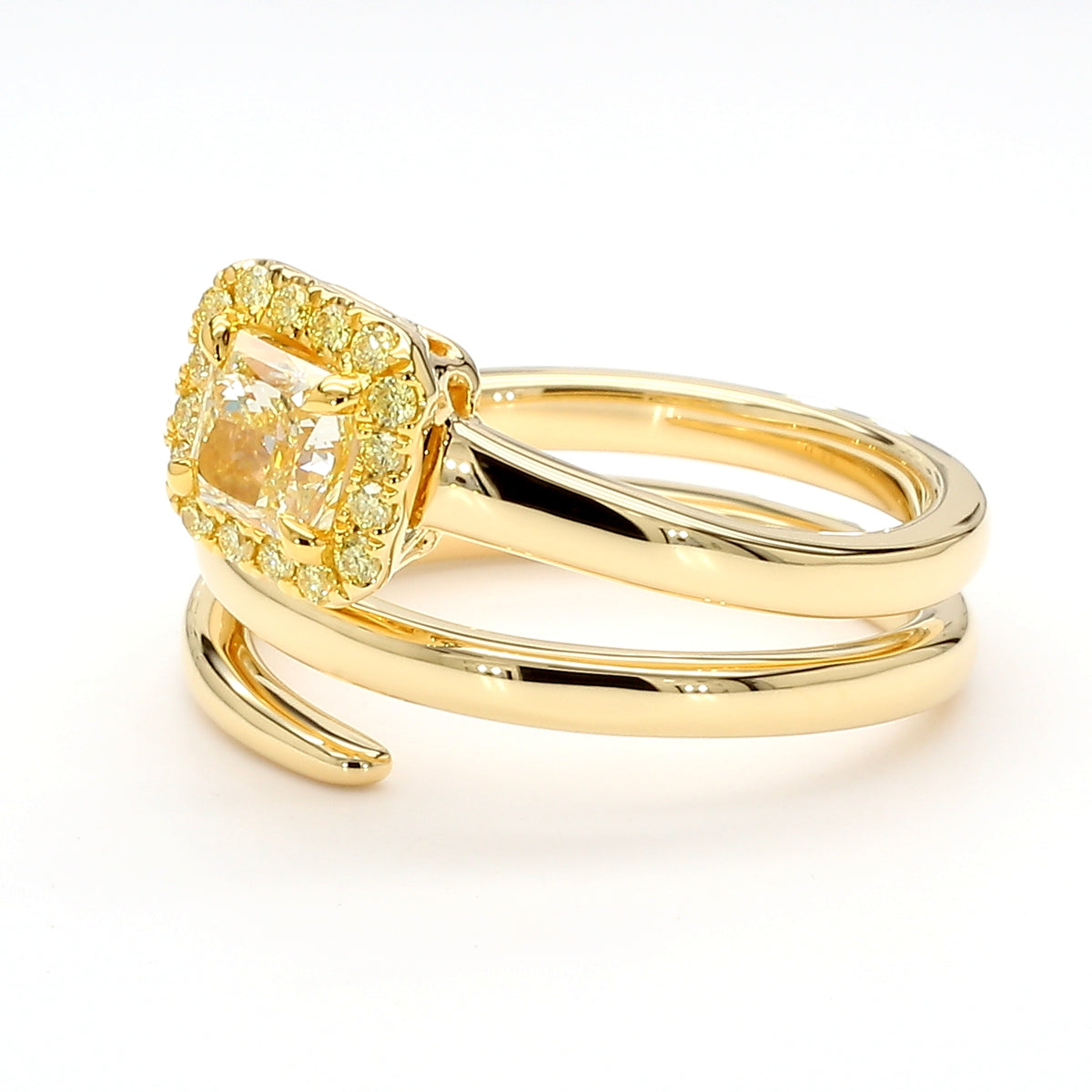 Natural Yellow Radiant Diamond Ring | GIA Certified