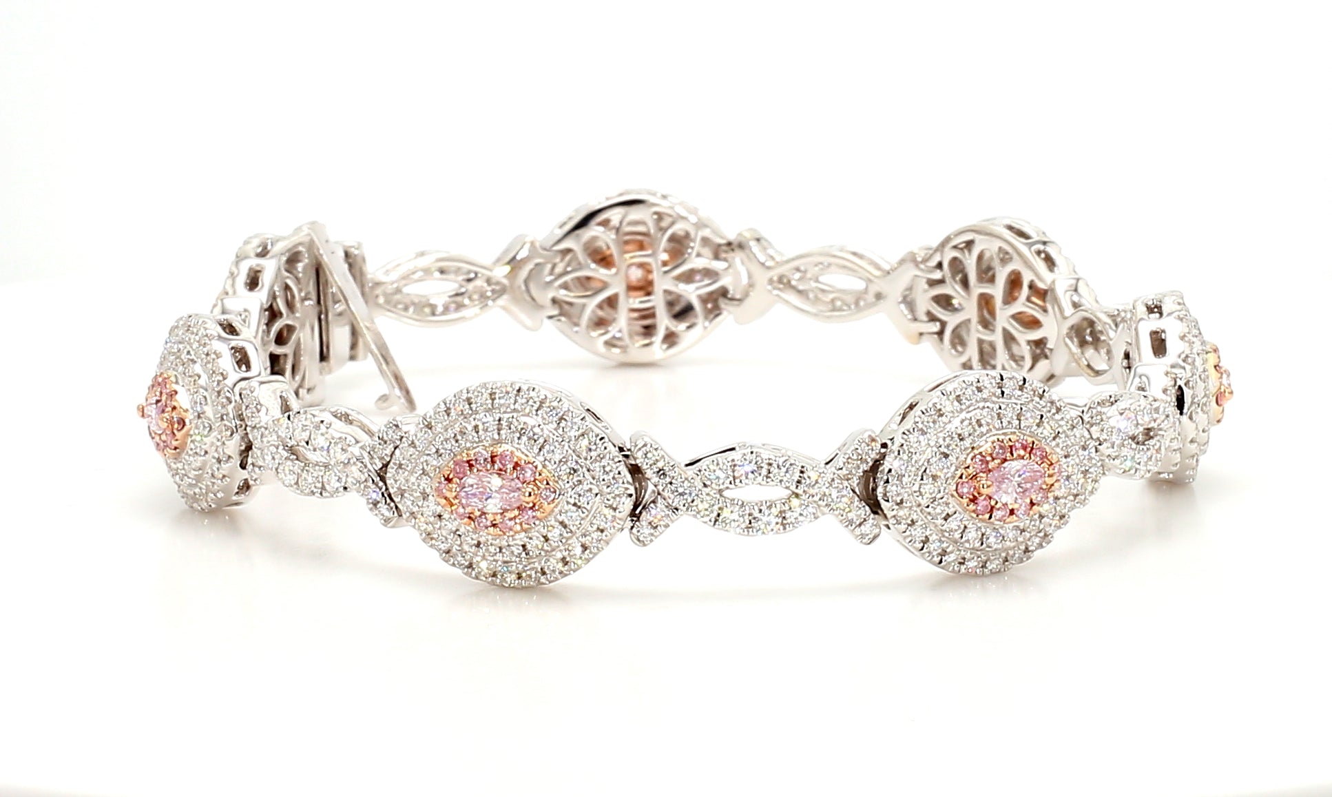 Natural Pink Marquise Diamond Bracelet Gia Certified