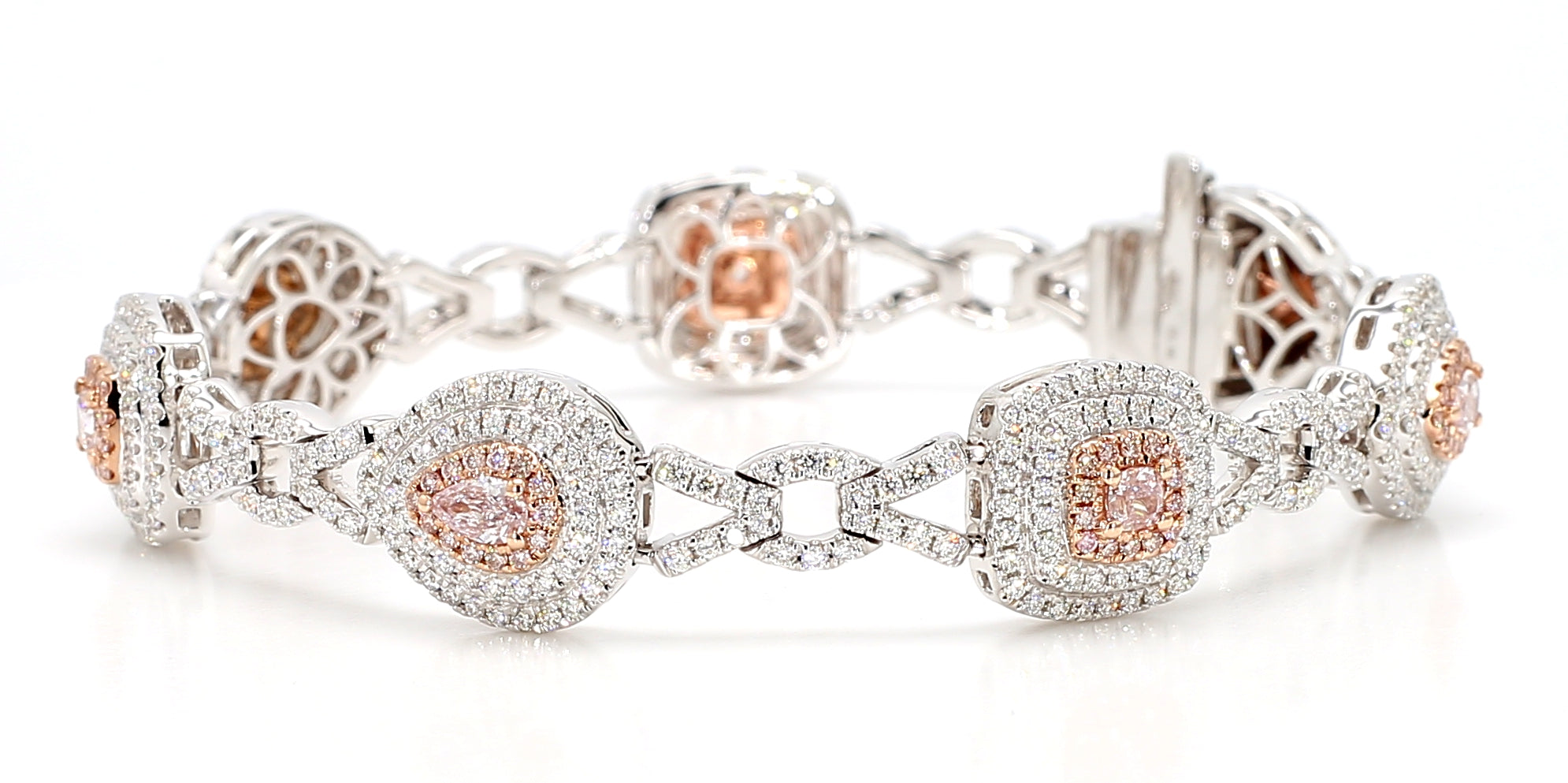 Natural Pink Cushion Diamond Bracelet Gia Certified