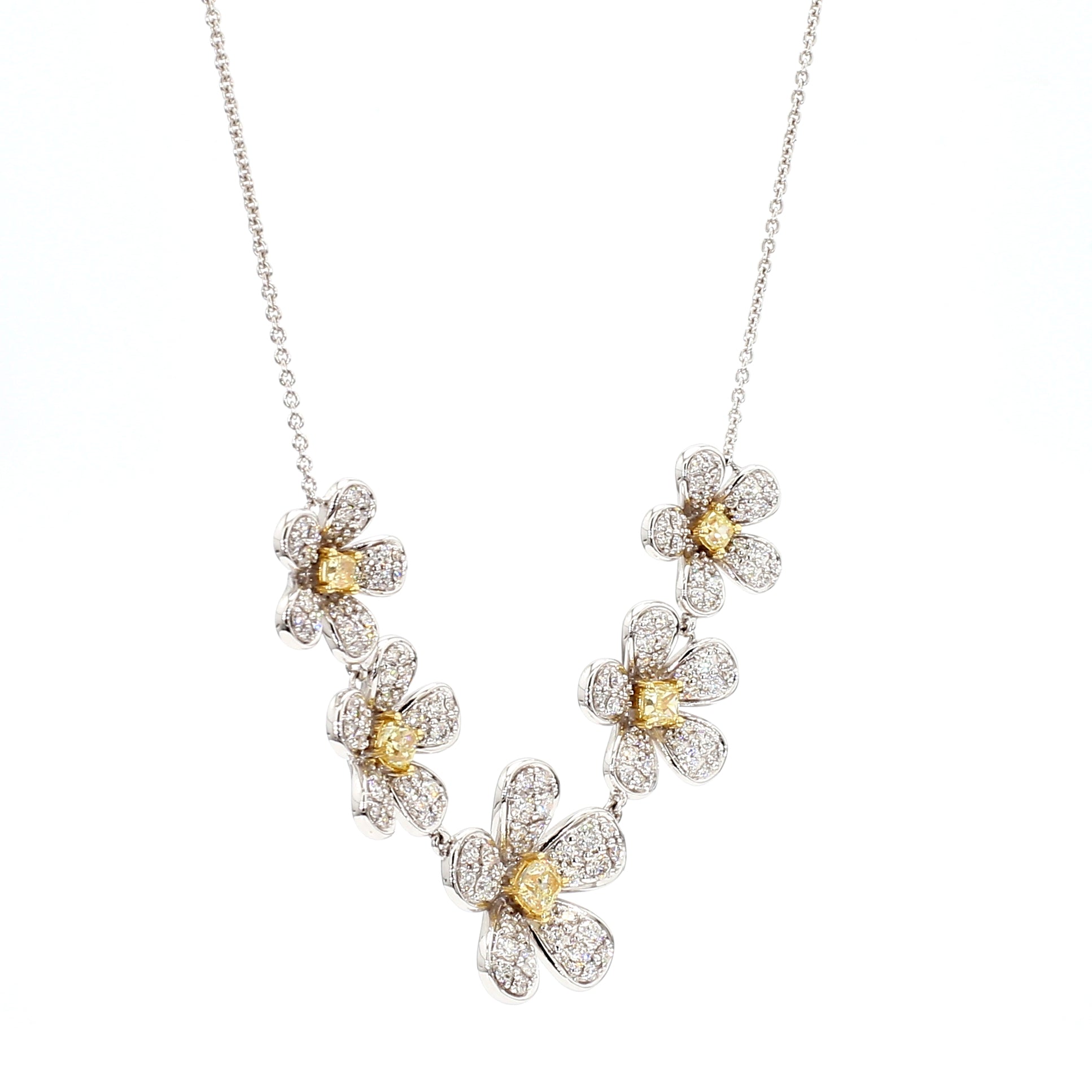 Natural Yellow Radiant Diamond Necklace