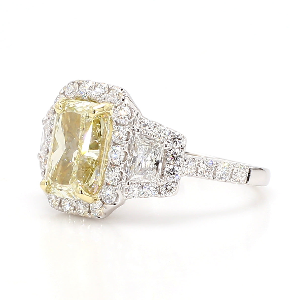 Natural Yellow Cushion Diamond Ring | GIA Certified