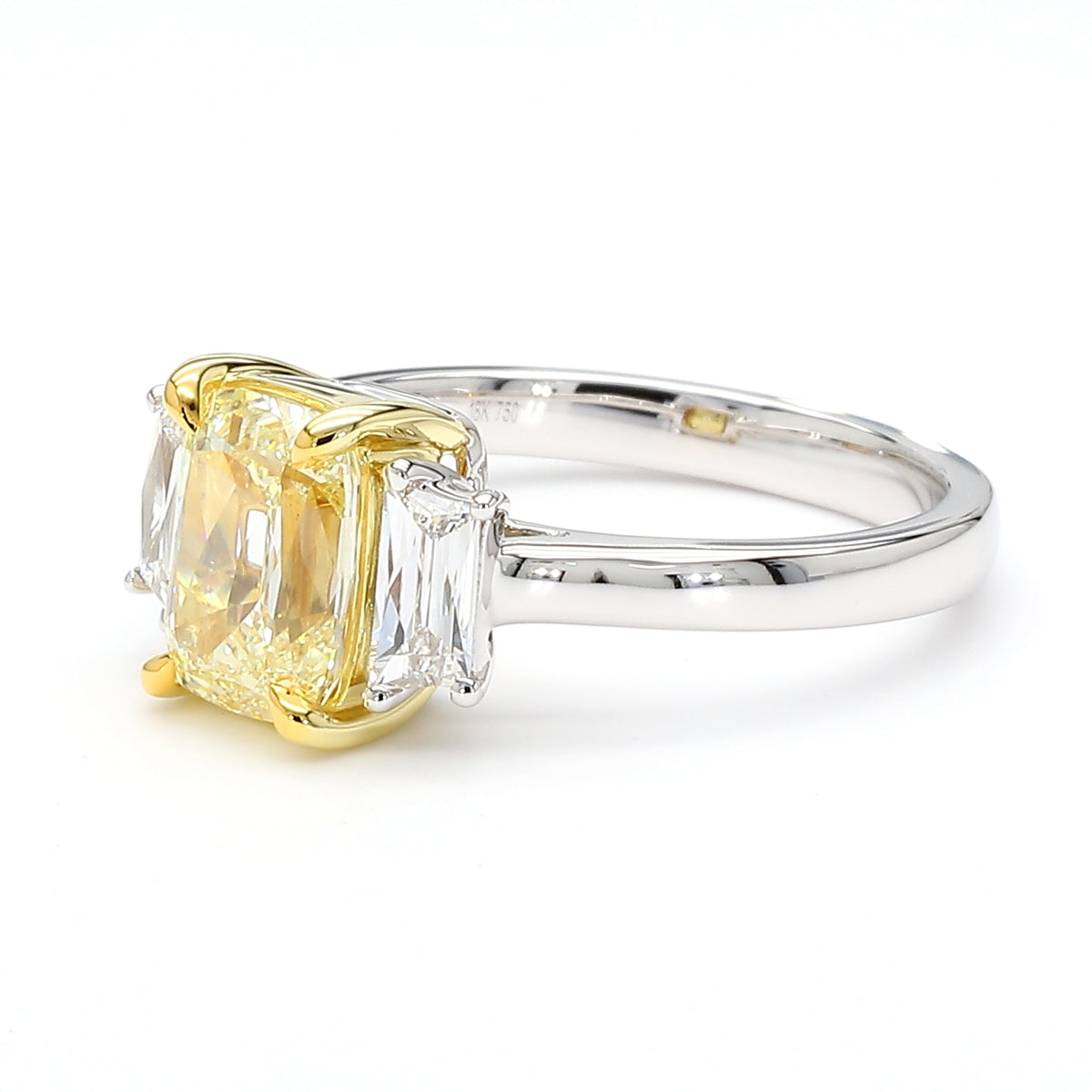 Natural Yellow Cushion Diamond Ring | GIA Certified