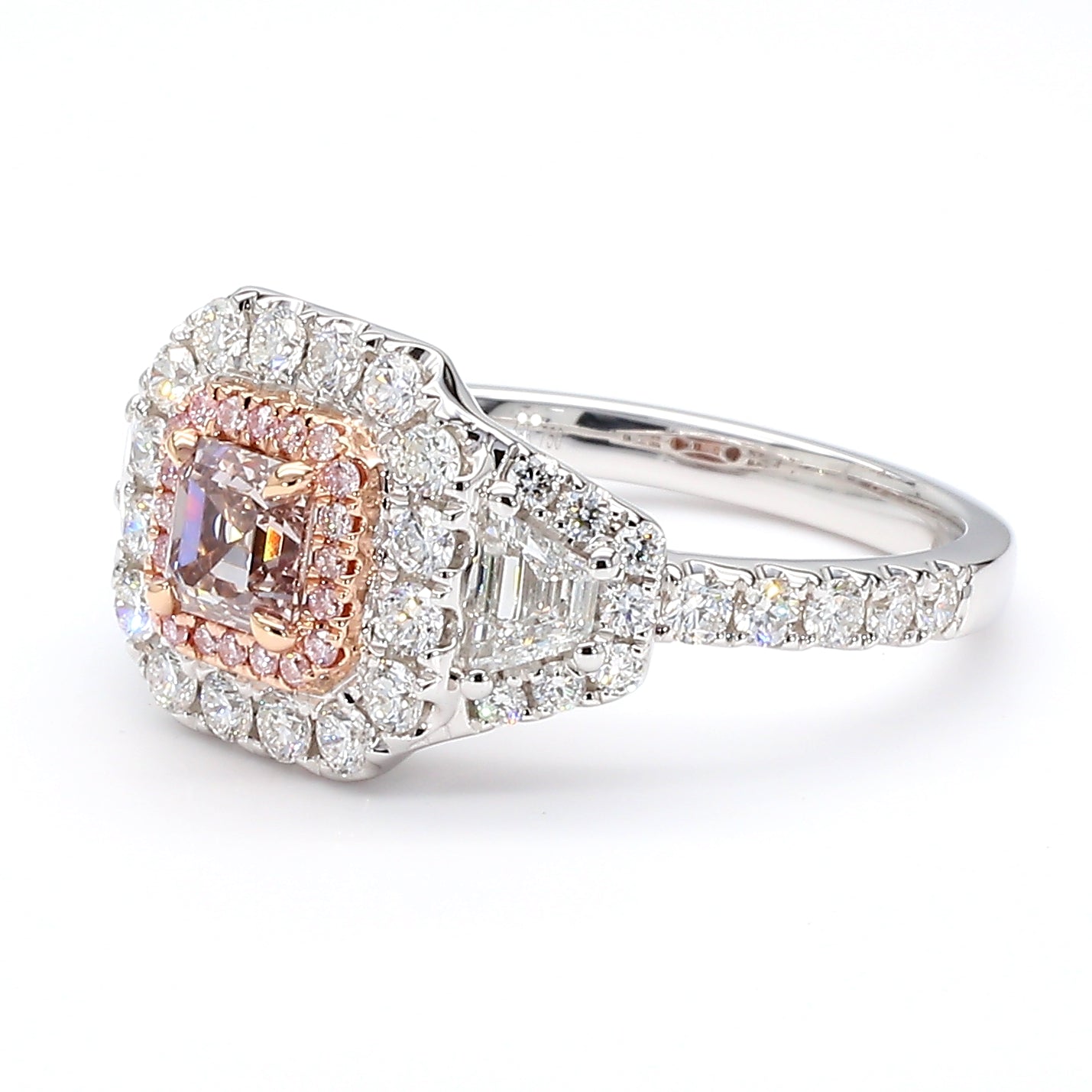 Natural Pink Asscher Diamond Ring Gia Certified