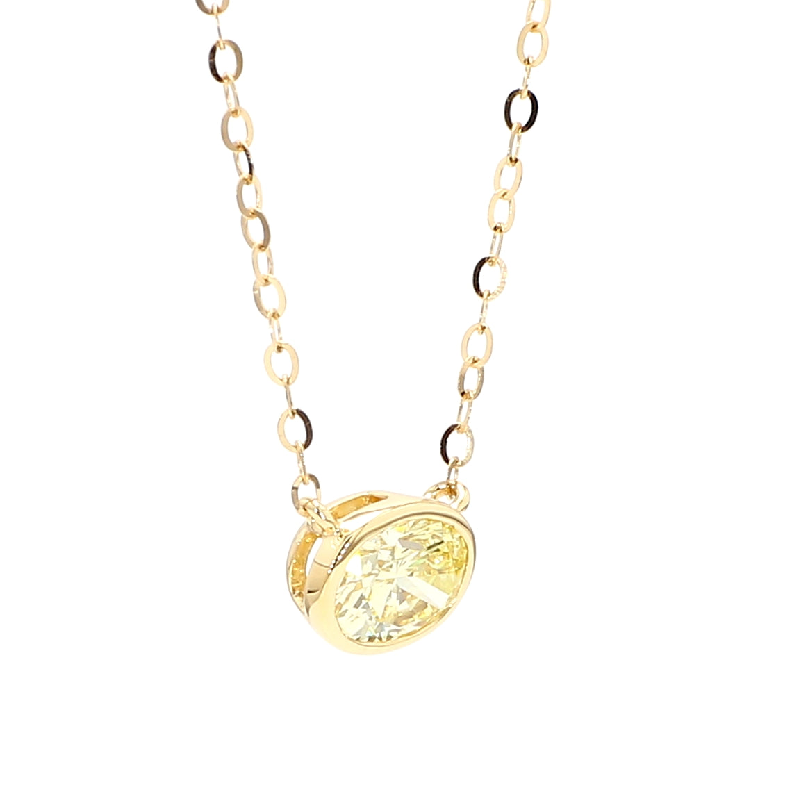 Natural Yellow Oval Diamond Necklace Gia Certified