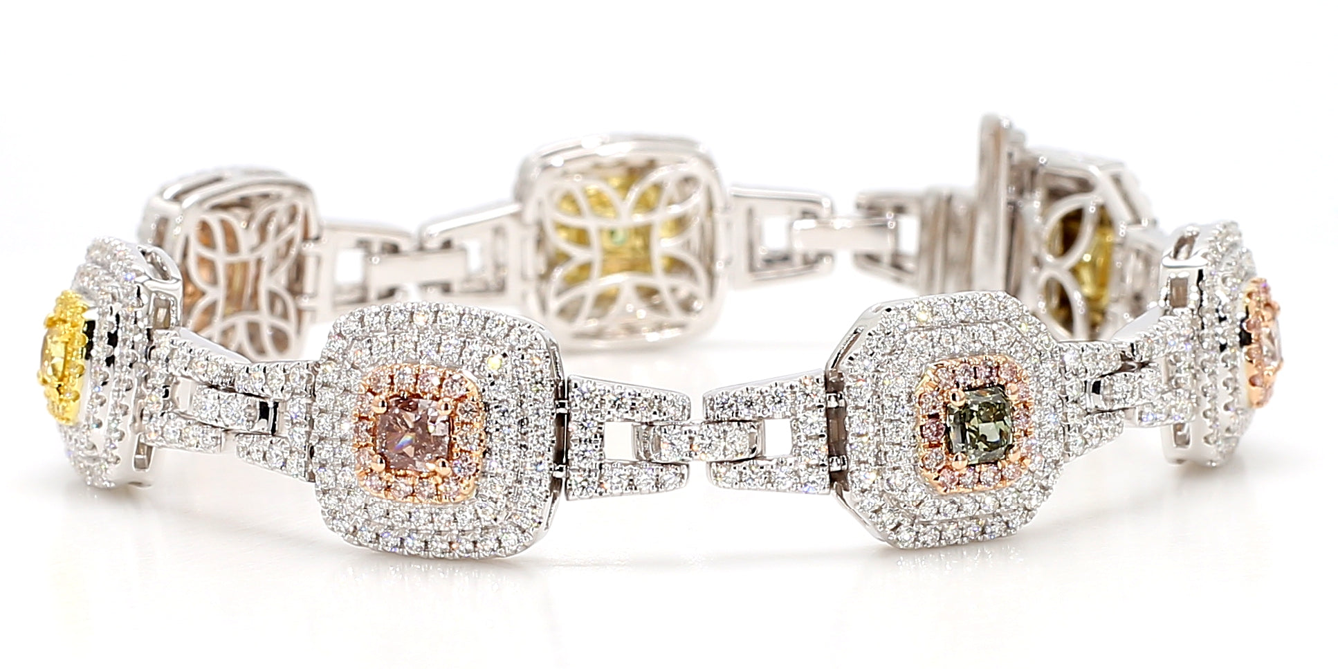 Natural Green Cushion Diamond Bracelet Gia Certified