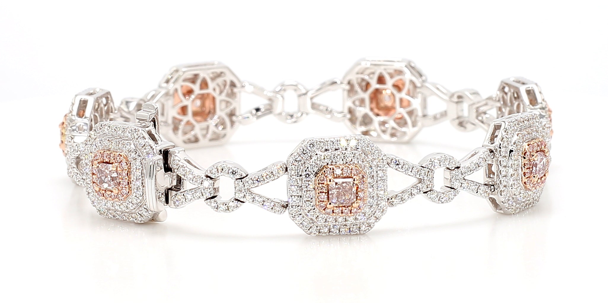 Natural Pink Radiant Diamond Bracelet Gia Certified