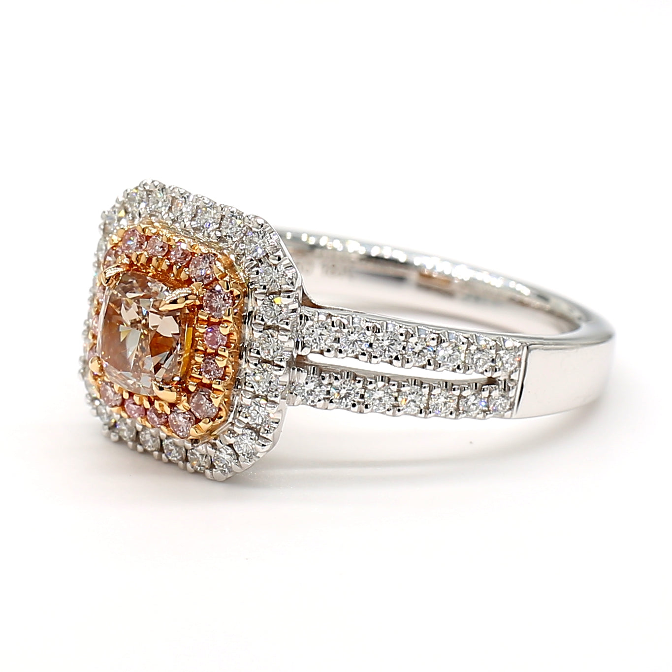 Natural Pink Cushion Diamond Ring Gia Certified