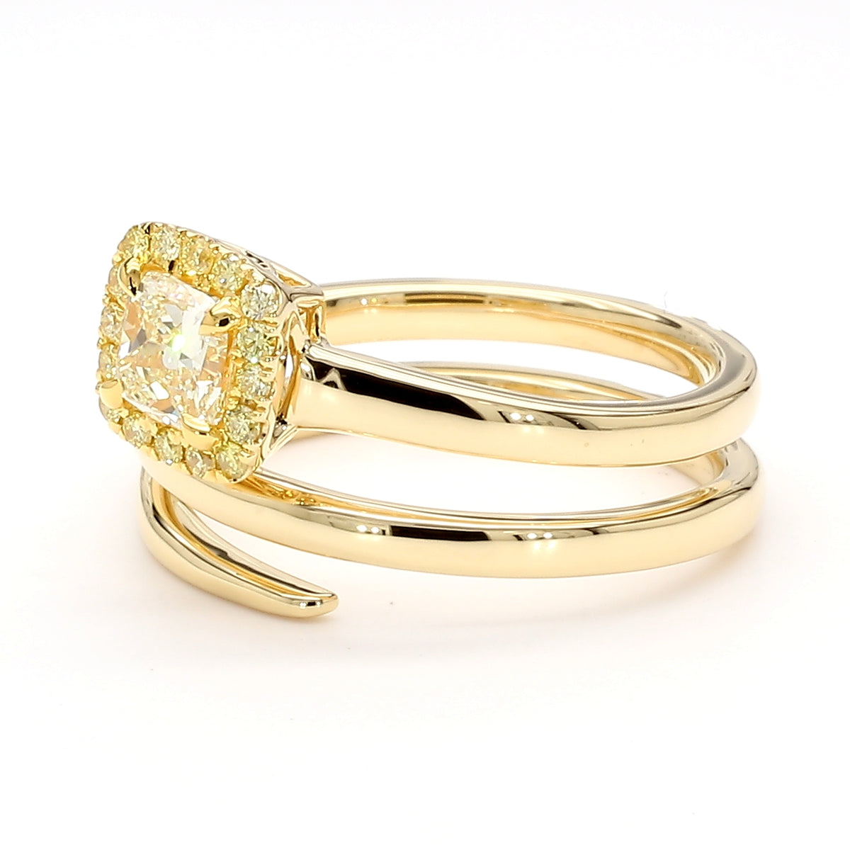 Natural Yellow Cushion Diamond Ring