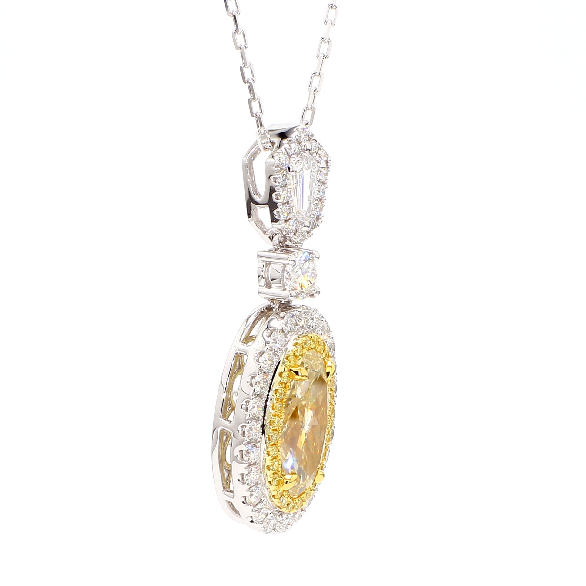 Natural Yellow Oval Diamond Pendant Gia Certified